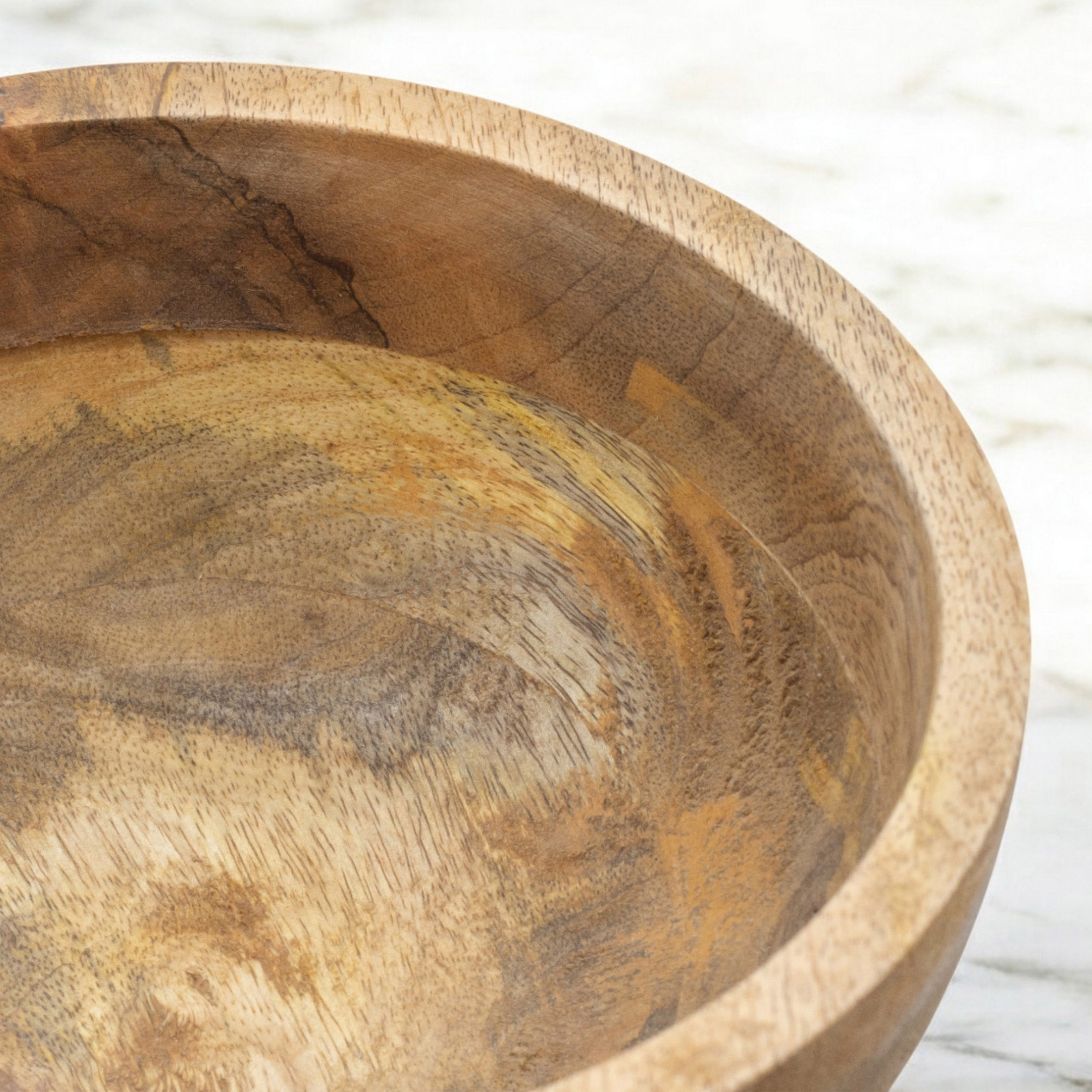 Mango Deko Schale natur - 20 cm - Holz Obst Teller rund