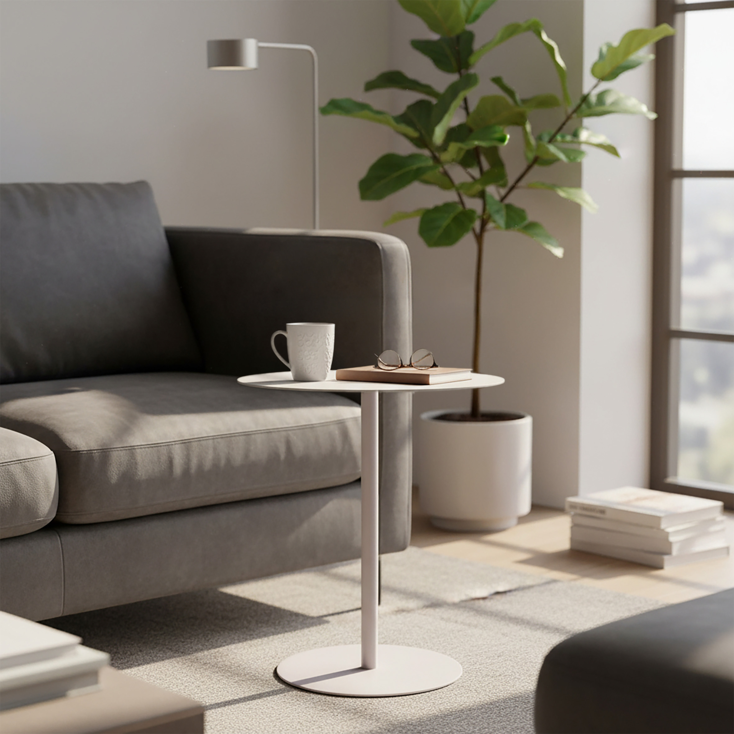 Metall Beistelltisch rund taupe - Ø 35 cm - Couchtisch im Bistrotisch Design
