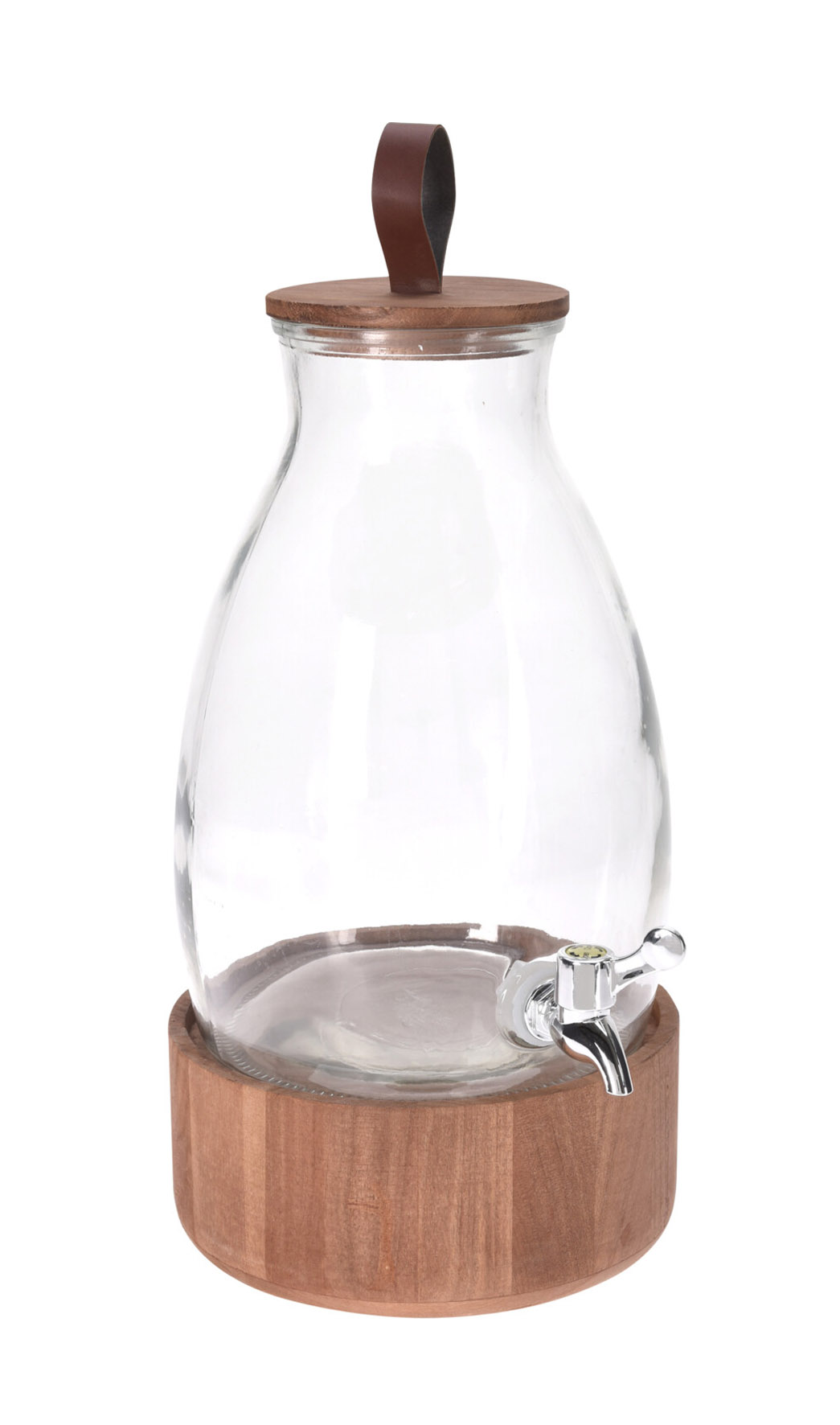 Getränkespender aus Glas mit Holz Ständer - 5,5 Liter