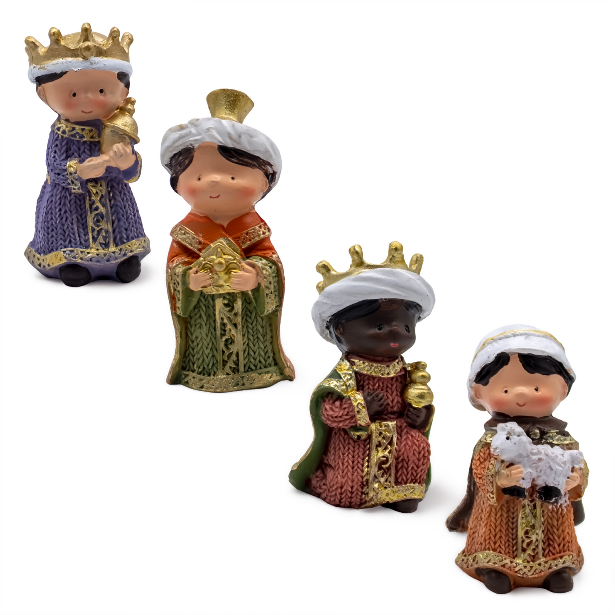 Weihnachts Krippenfiguren Set aus Kunststein handbemalt 8 cm - 8-teilig - Weihnachtskrippe Tischdeko Figuren aus Polyresin detailiert bemalt