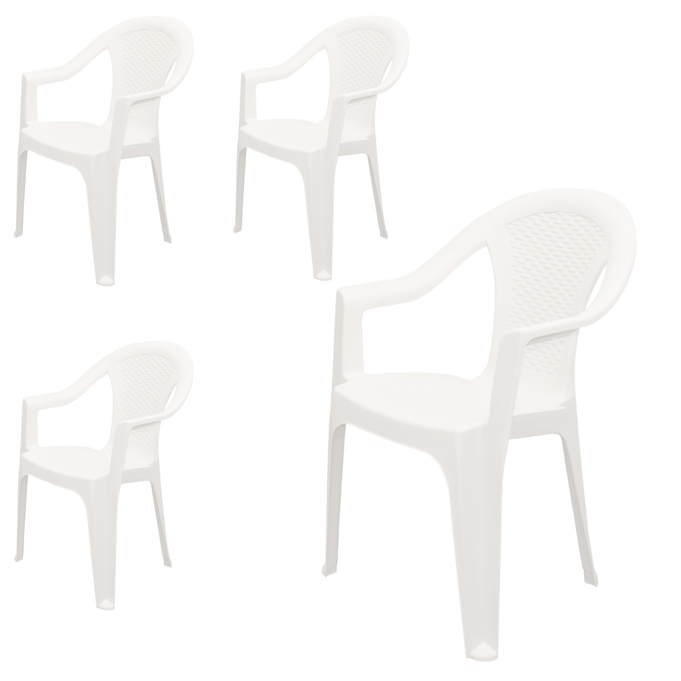 Gartenstuhl weiß in Rattan Optik ca. 82 cm x 55 cm x 52 cm, stapelbar - einzeln oder in 4er Set