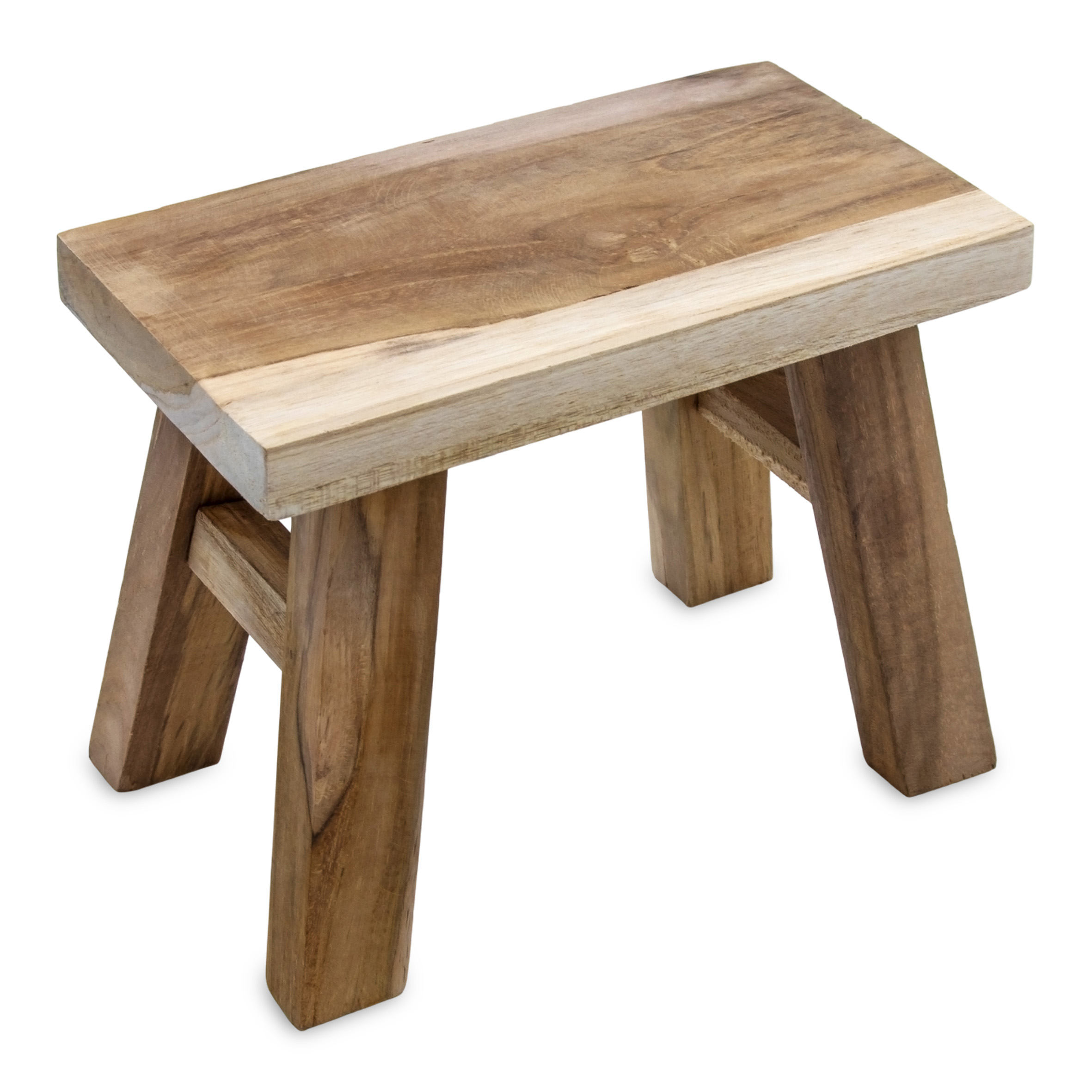 Teakholz Blumenbank natur rechteckig - 21 x 12 cm - Massivholz Deko Hocker Landhaus rustikal