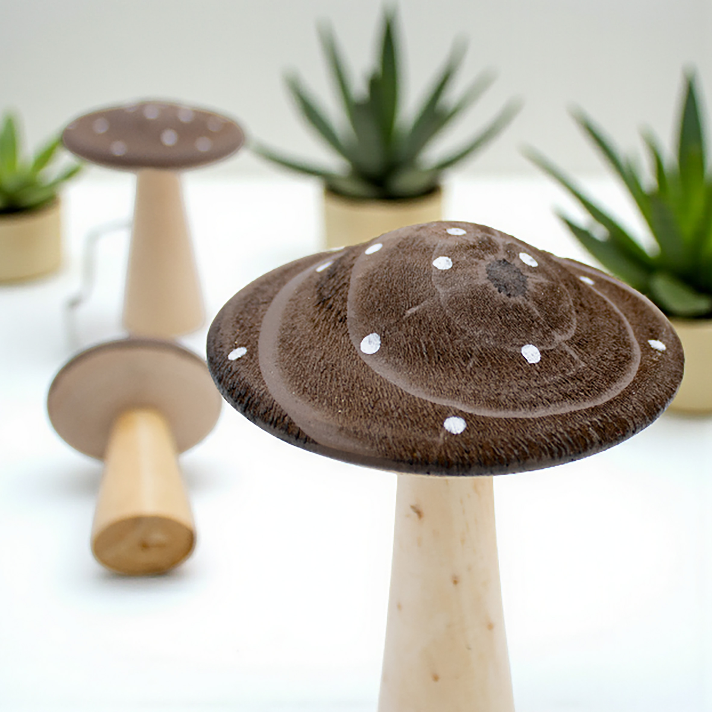 Holz Deko Pilz 3er Set zum Hinstellen - 14 / 10 / 7 cm