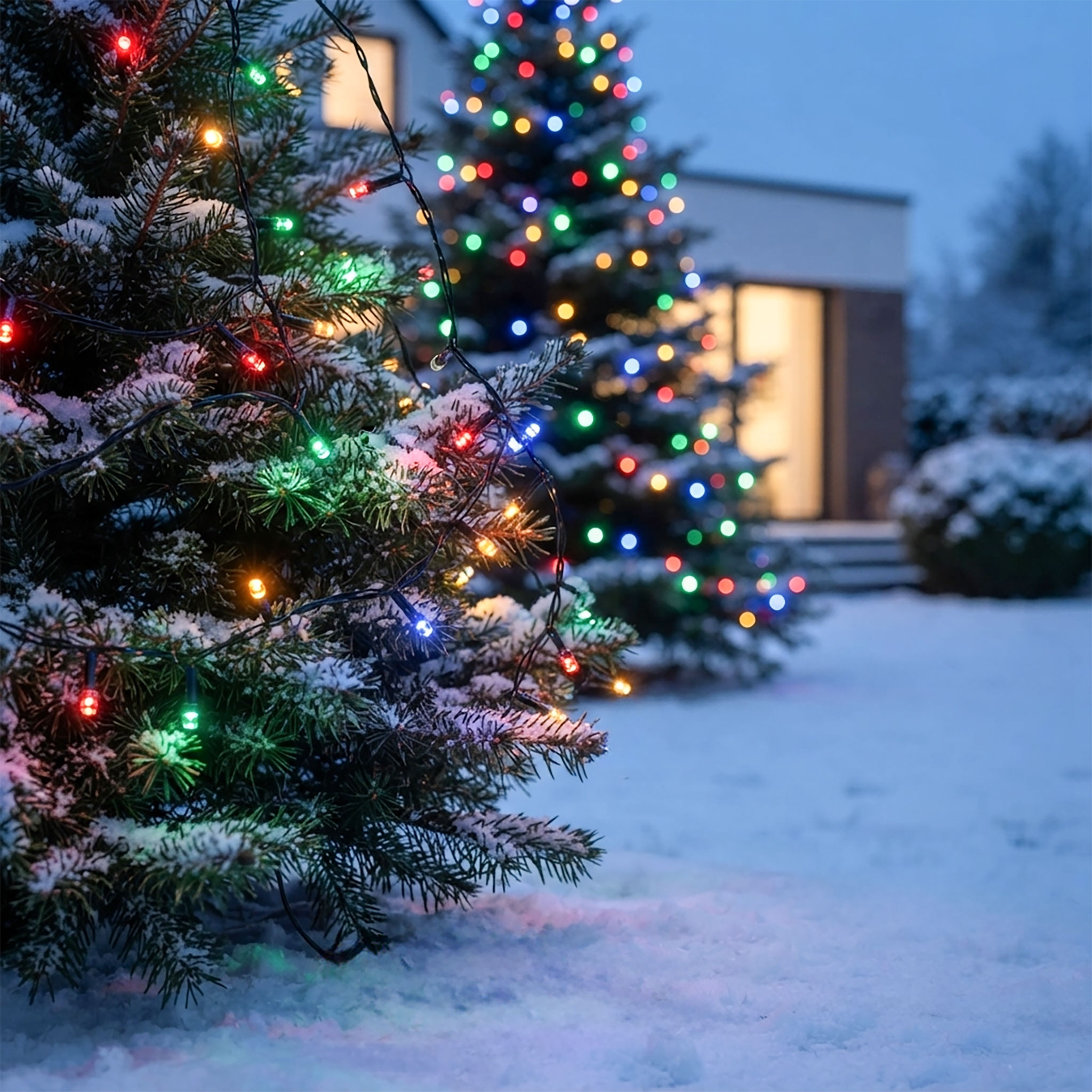 LED Weihnachts Lichterkette bunt - 120 LED / 12 m - Deko Beleuchtung für Außen mit Timer