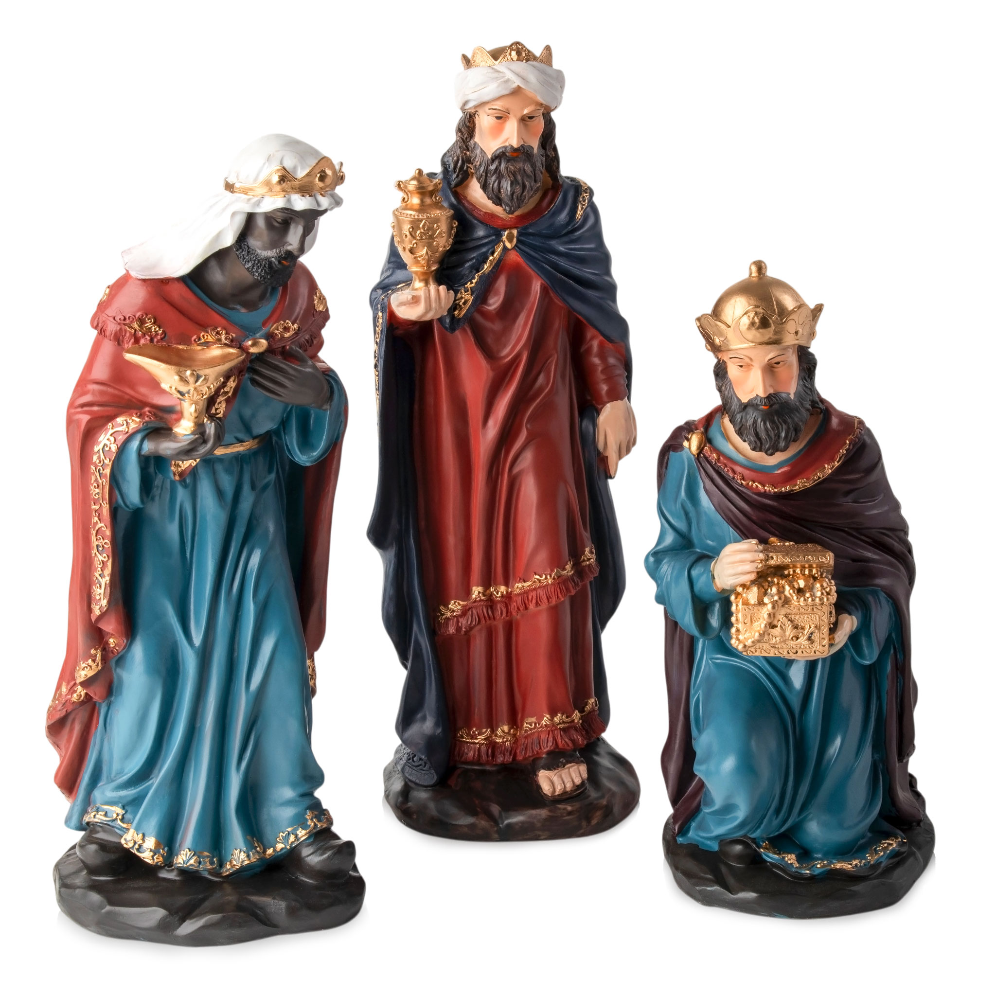 XXL Polyresin Weihnachts Krippenfiguren 10-teiliges Set - 37 cm - Kunststein Weihnachtskrippe Figuren 10 Stück detailgetreu handbemalt