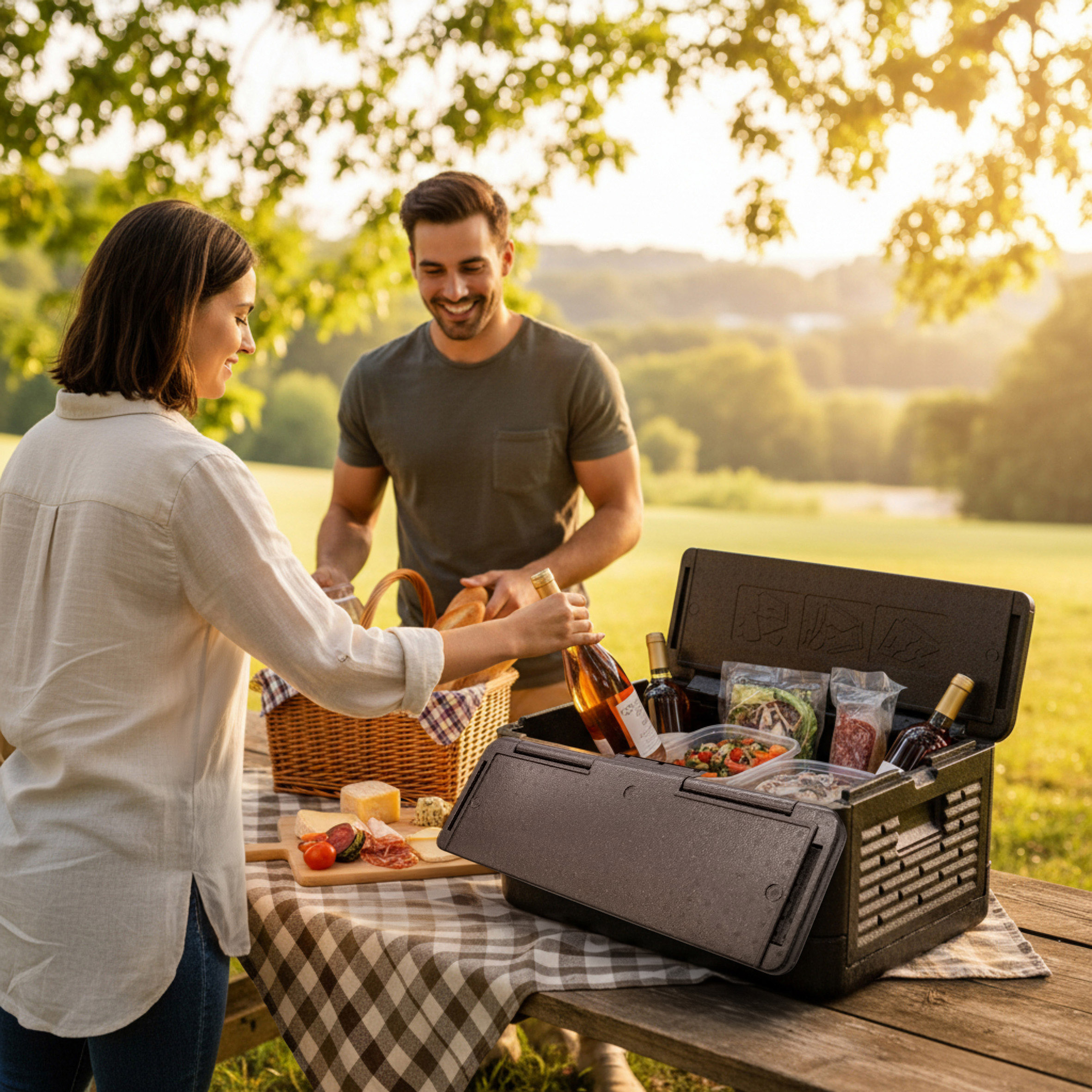 Thermobox faltbar schwarz zum Warmhalten und Kühlen - 42 L - Warmhaltebox für Essen klappbar 60 x 41 cm