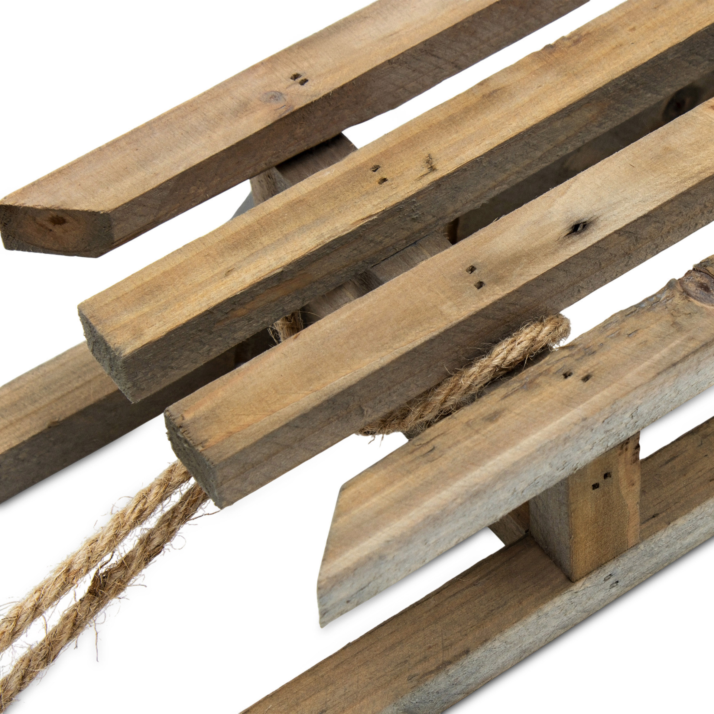Dekoschlitten aus Holz natur mit Seil - 46 x 12 cm - Deko Holzschlitten mit Naturkordel