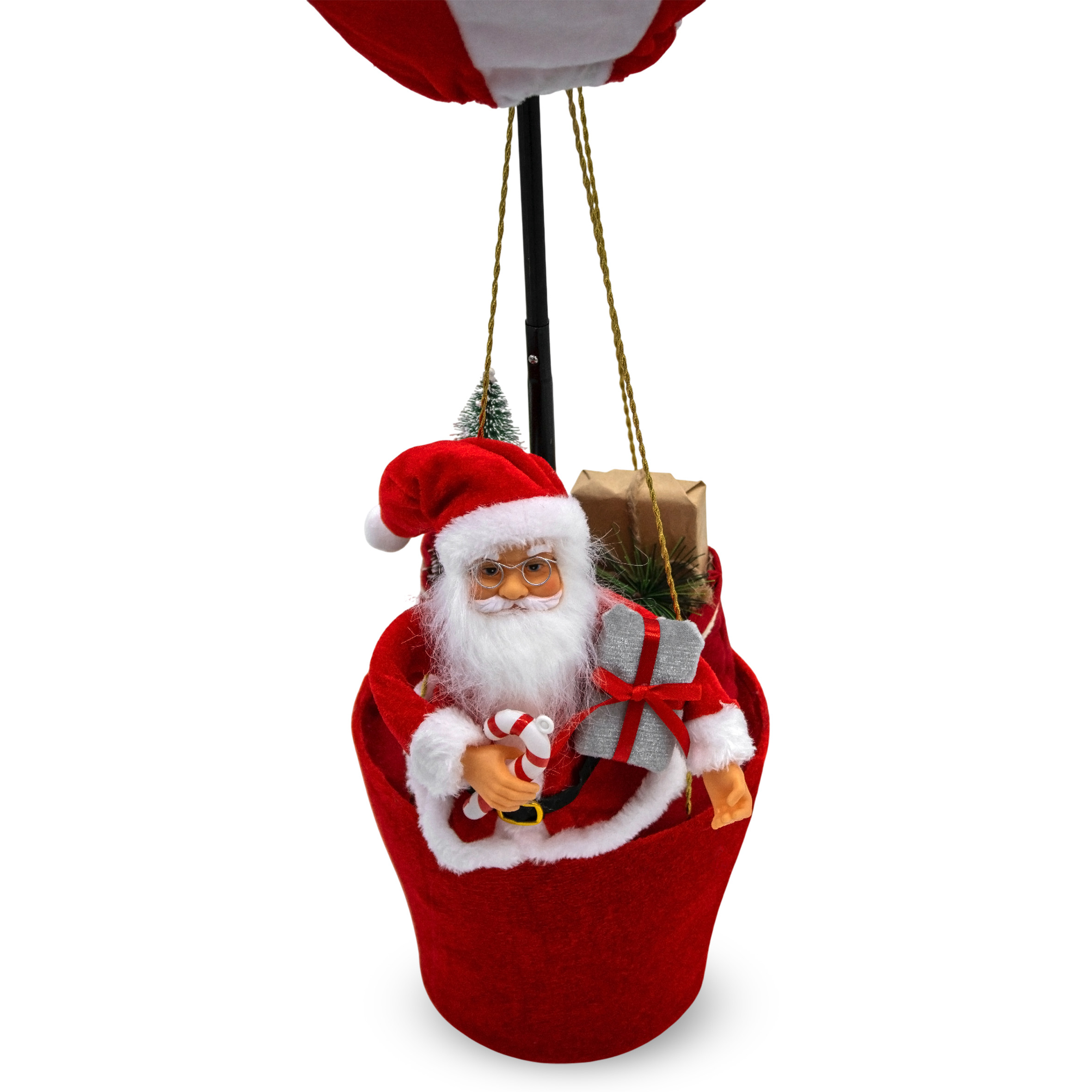 Großer Plüsch Heißluftballon mit Weihnachtsmann - 92 cm - Weihnachtsdeko zum Aufhängen oder Hinstellen