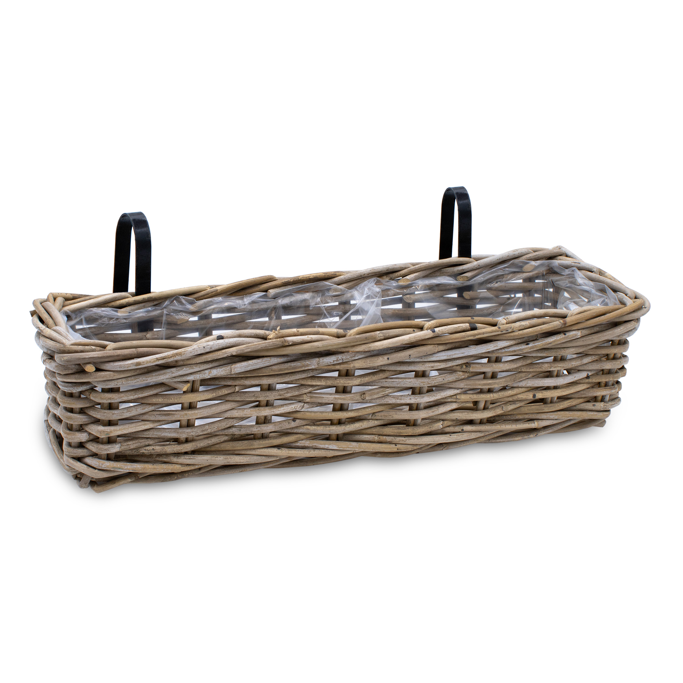 Rattan Balkonkasten natur - 60 x 20 cm - Weide Pflanzkorb mit Halterung