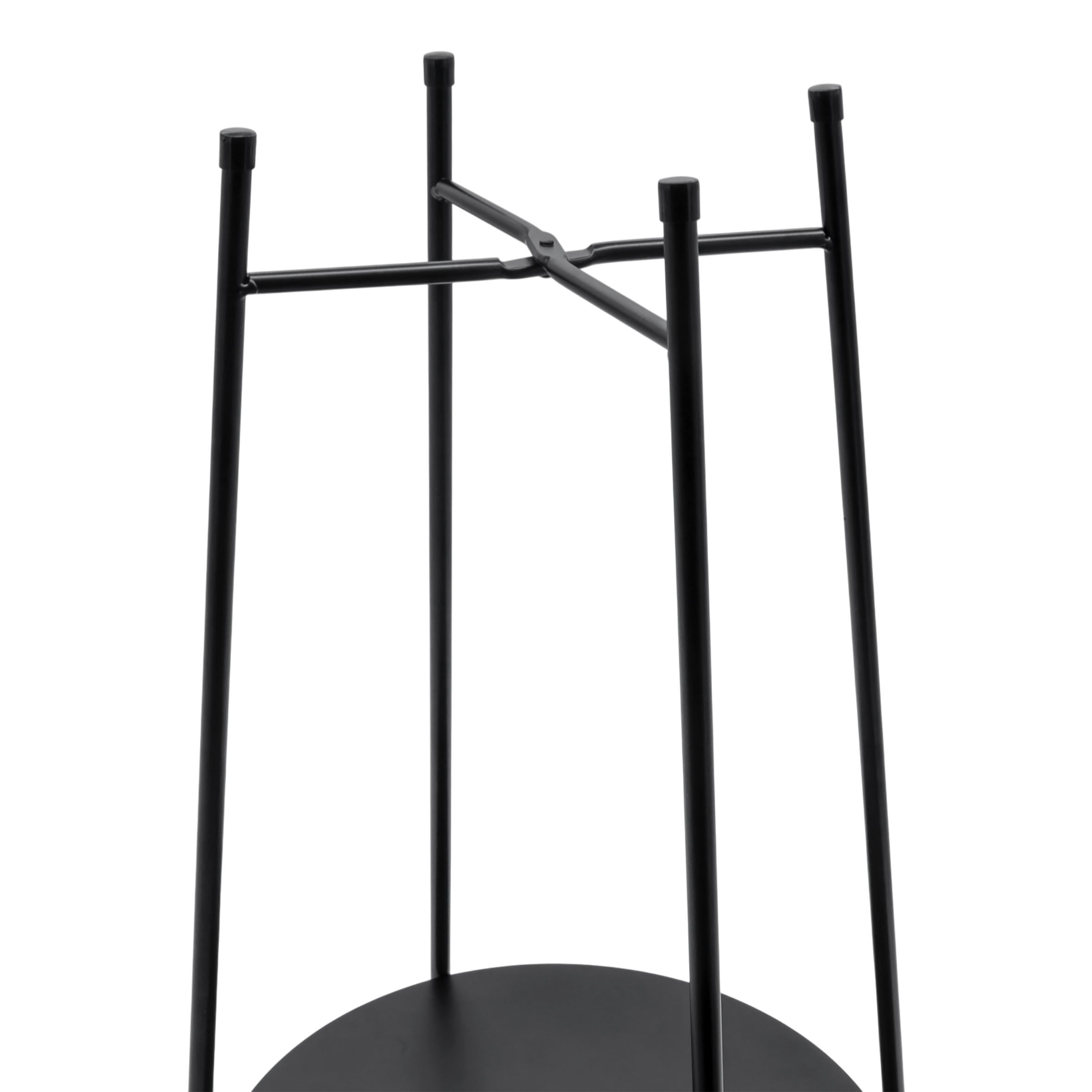 Metall Beistelltisch schwarz rund mit 2 Ablagen - 60 x 35 cm - Deko Pflanzenständer klappbar mit 2 Ebenen