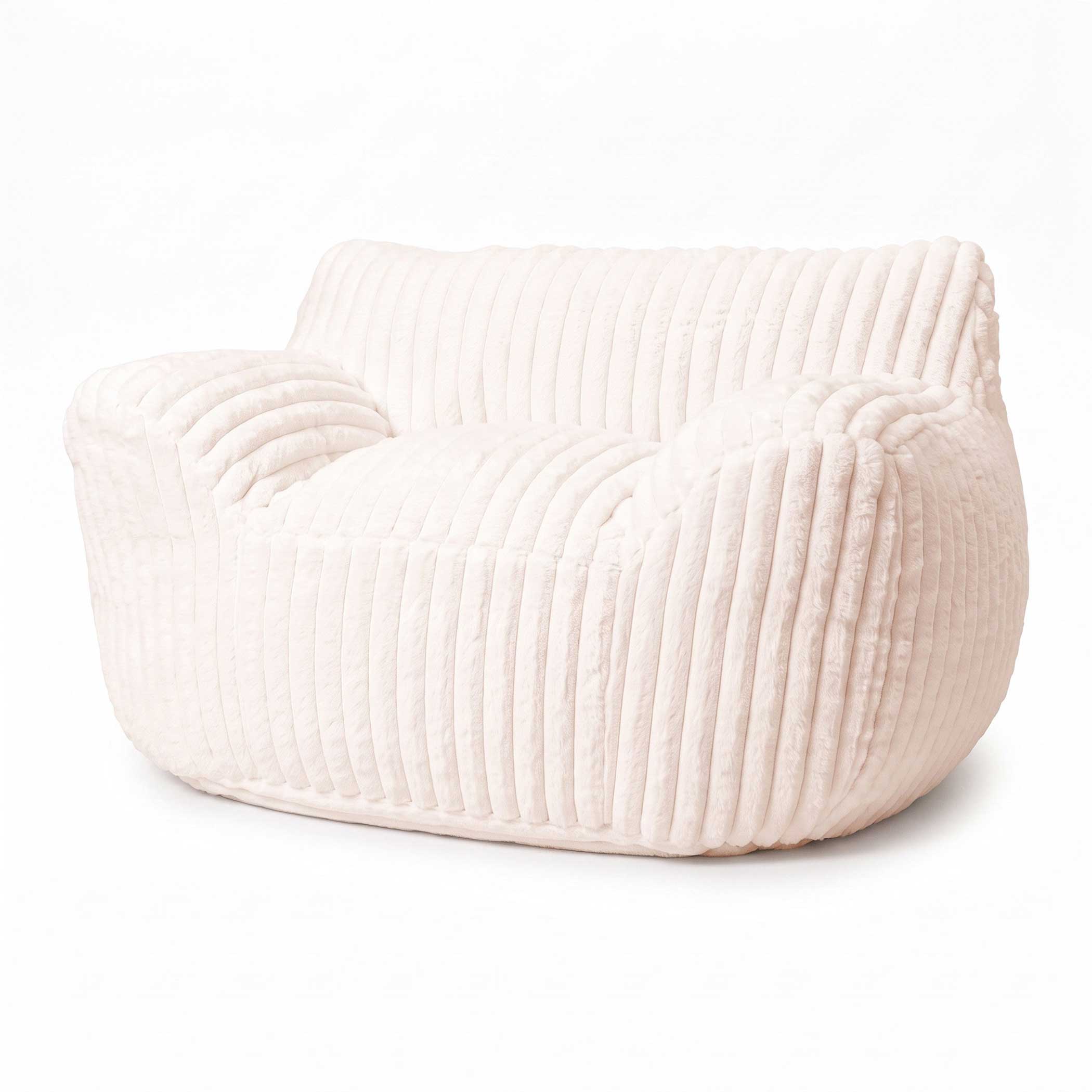 Lounge Sessel cremeweiß mit Armlehnen 104 x 96 cm - Cord - XL Sitzsack beige mit Schaumstoff Füllung