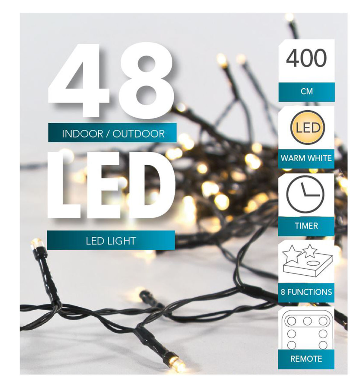 LED Lichterkette 48 LED - 400 cm / Timer / Fernbedienung