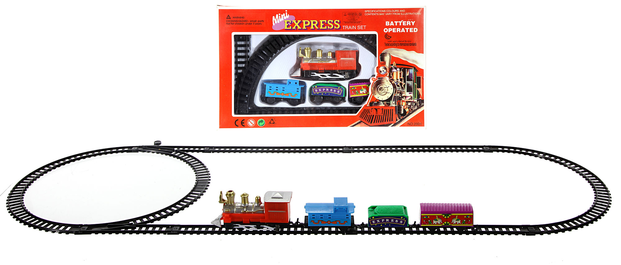 Mini Deko Zug 78 cm - 11-teilig - fahrender Weihnachtszug mit Lokomotive, Waggons und Schienen