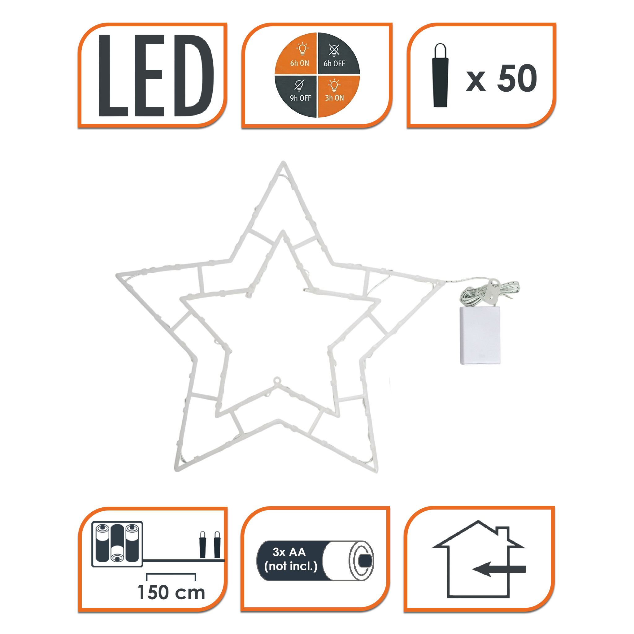 LED Fenster Silhouette mit Dual Timer - 4 Motive in 2 Größen - Deko Weihnachts Beleuchtung Batterie betrieben