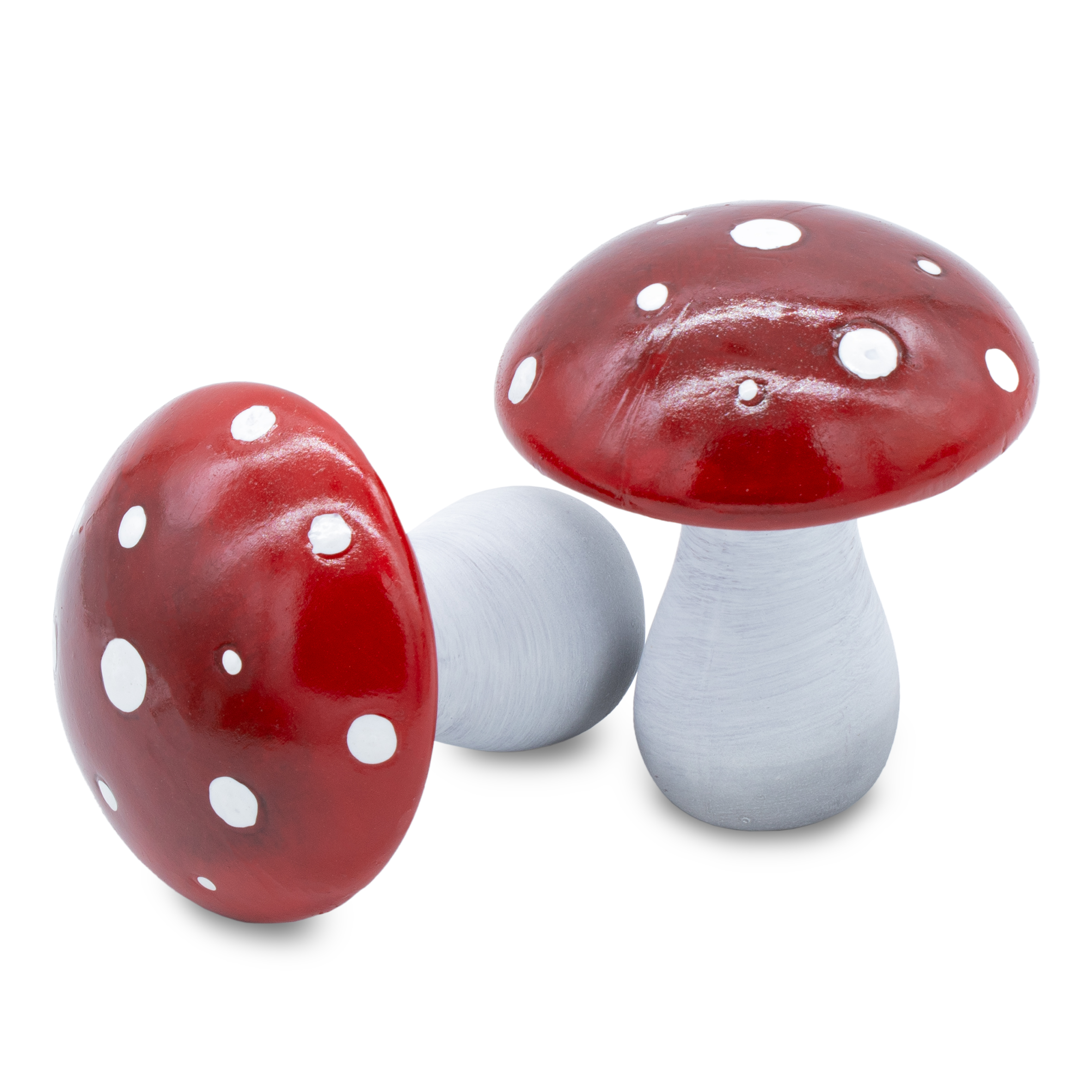 Keramik Fliegenpilz 2er Set rot / weiß - 13 x 12 cm - Deko Pilz mit glasiertem Schirm