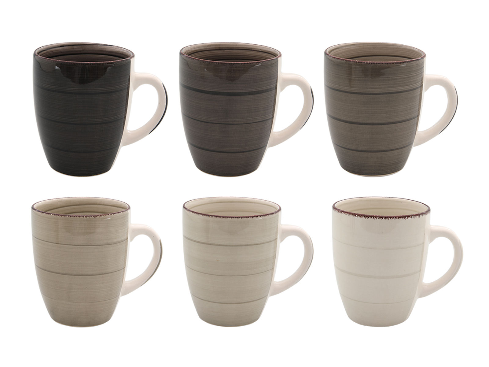 Porzellan Kaffeebecher 6er Set - braun oder bunt