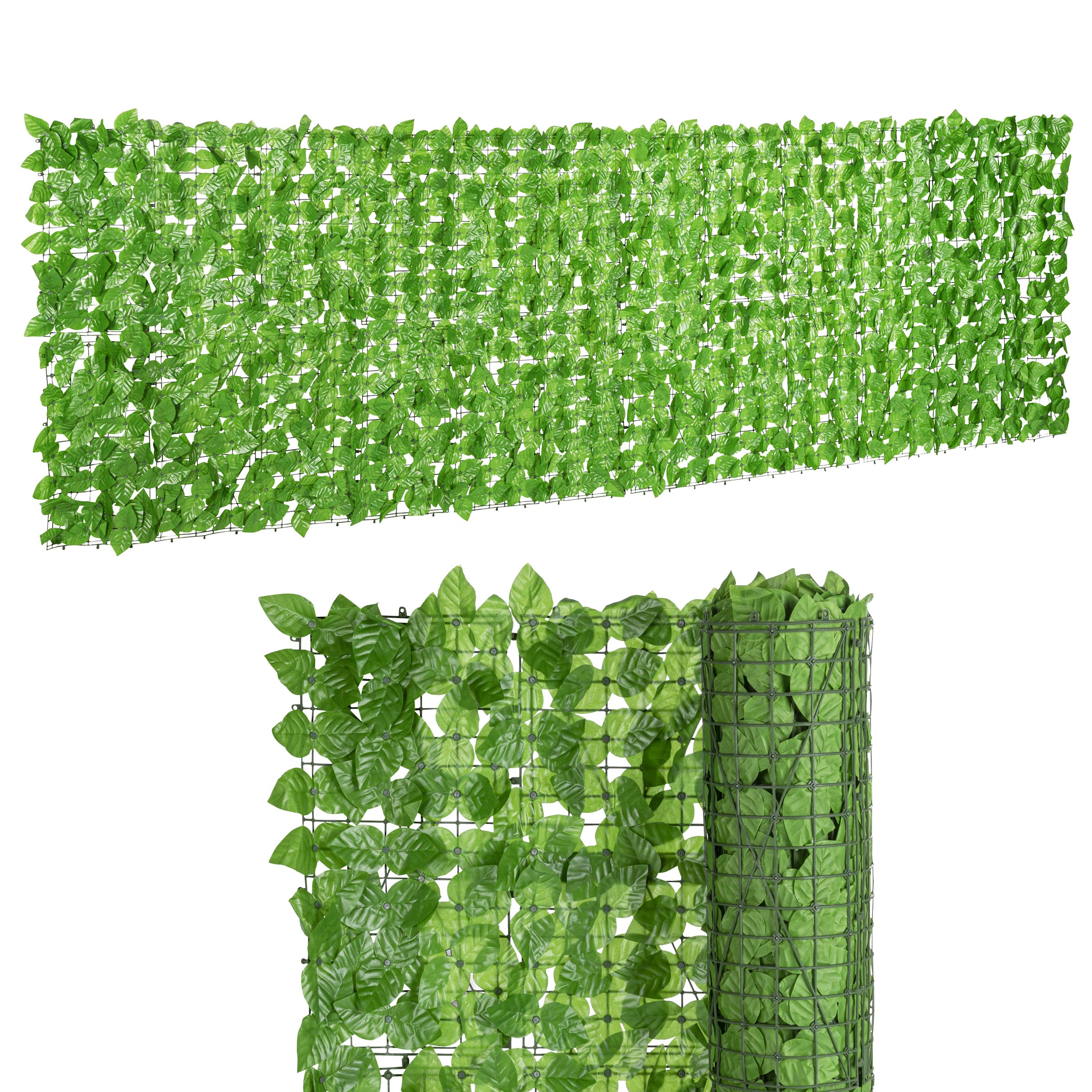 Sichtschutzhecke Blätterwand - 300 x 100 cm - Künstliche Sichtschutz Birkenblätter-Matte