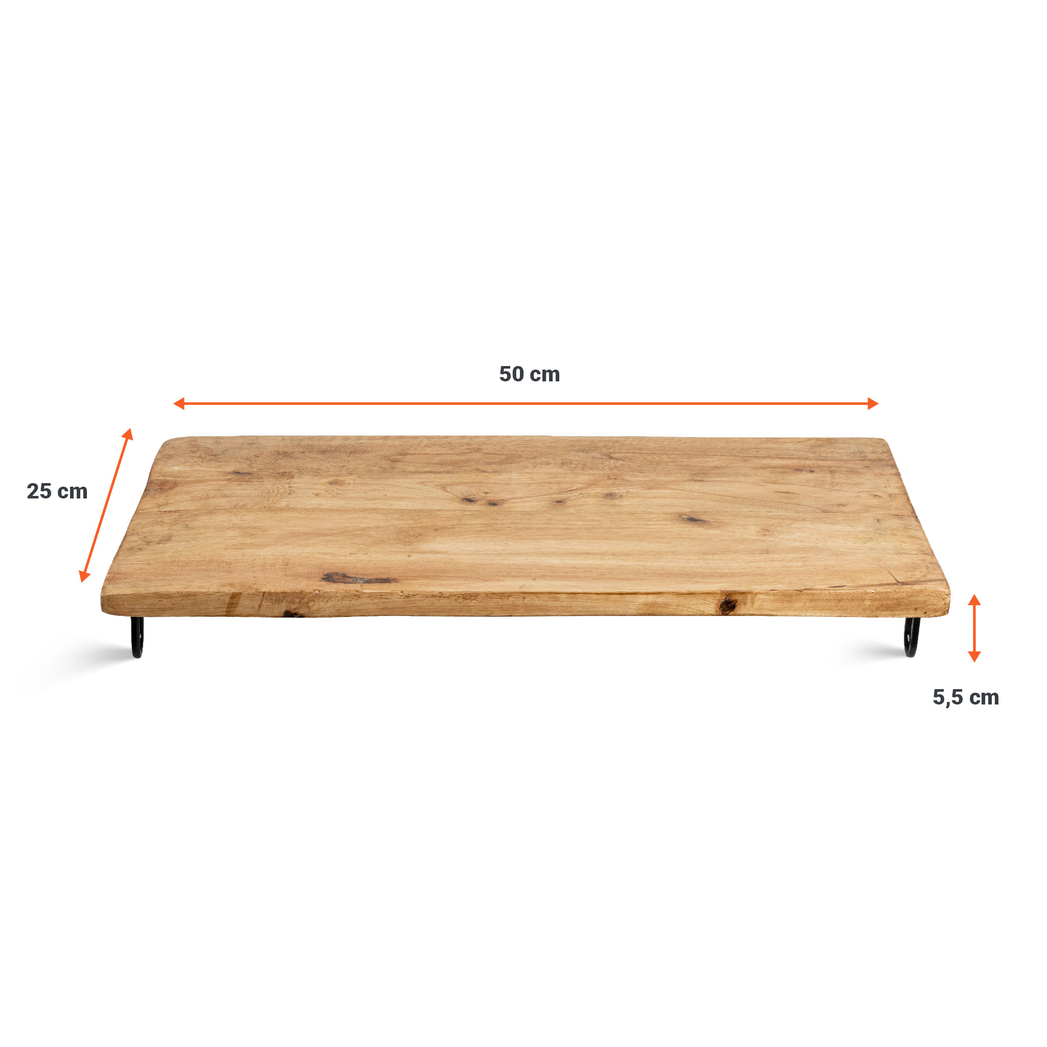 Mango Servierplatte mit 4 Standfüßen - 50 cm - großes Holz Tablett für Käse oder Tapas