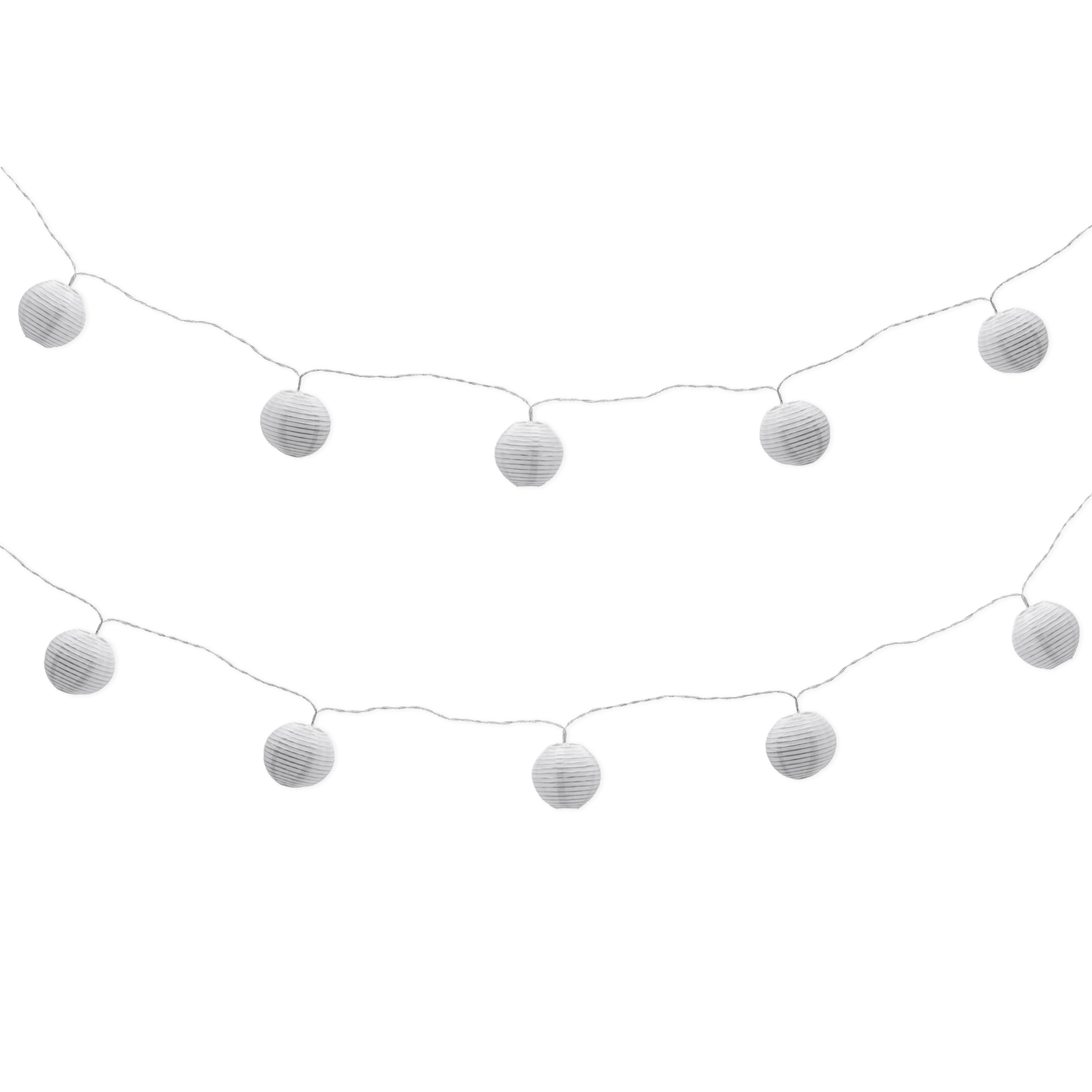 LED Solar Lichterkette - 10 LED - Party Beleuchtung mit weißen Lampions