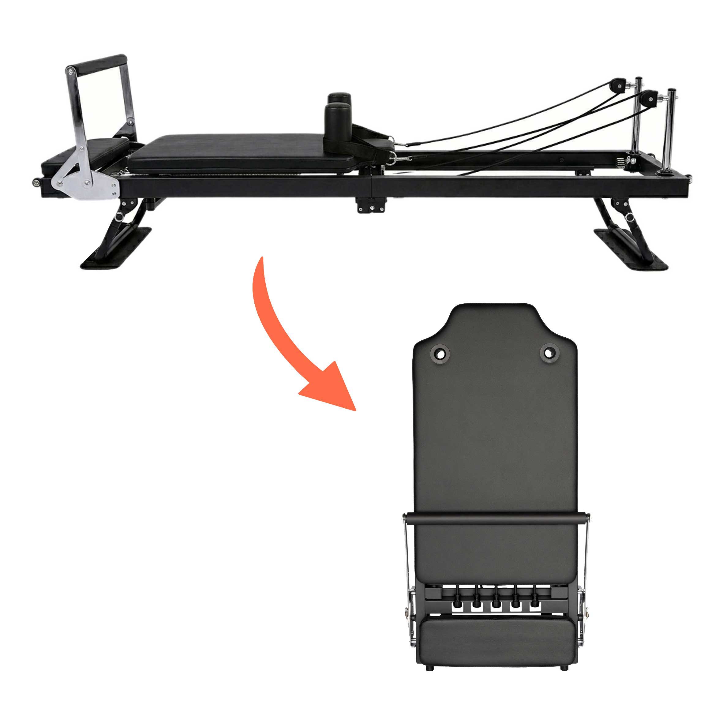 Pilates Reformer Maschine klappbar mit 5 Federn - 190 x 57 cm - Ganzkörpertraining Equipment für Home Workout belastbar bis 125 kg