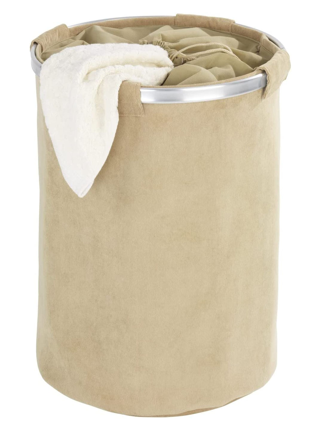 WENKO Wäschesammler Cordoba in beige - 68 L - Stoff Wäschekorb mit Sichtschutz-Abdeckung