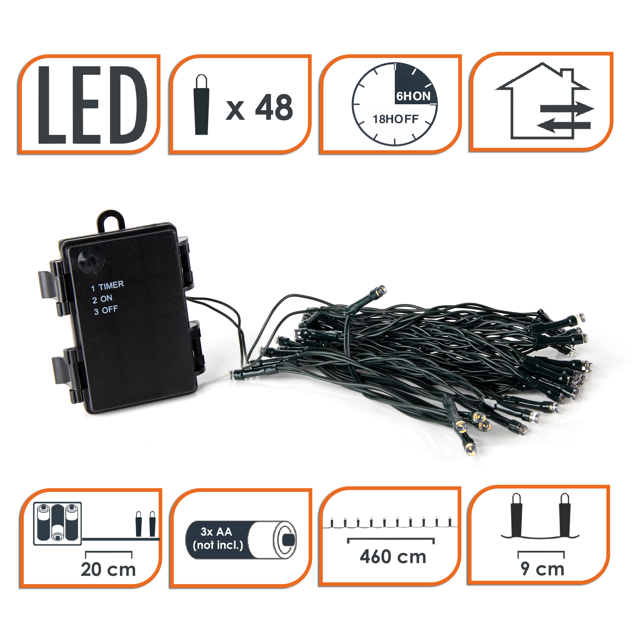 Flame LED Lights Lichterkette mit Timer - Länge wählbar