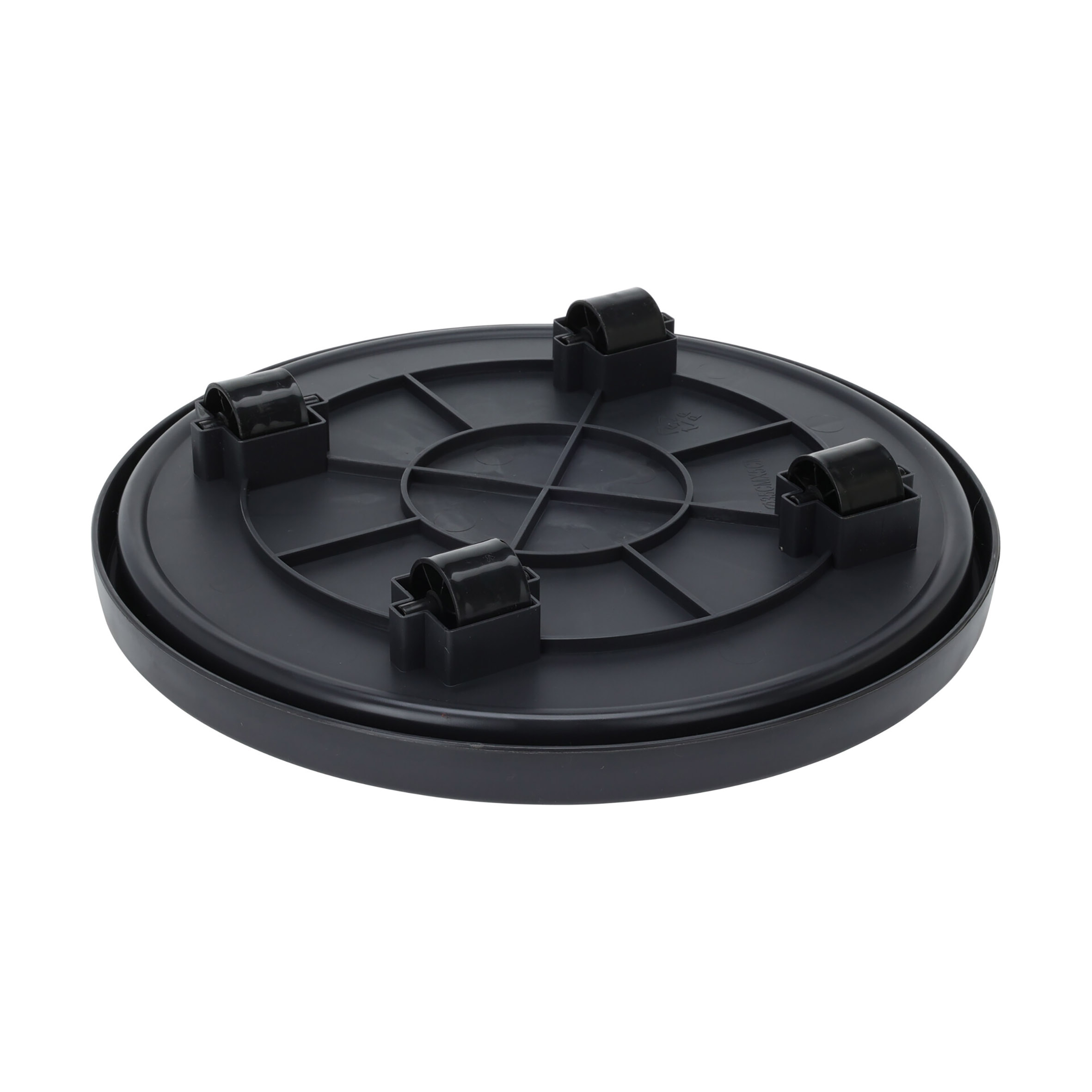 Kunststoff Pflanzentrolley anthrazit rund - 35 cm - Blumentopf Unterteller mit 4 Rollen