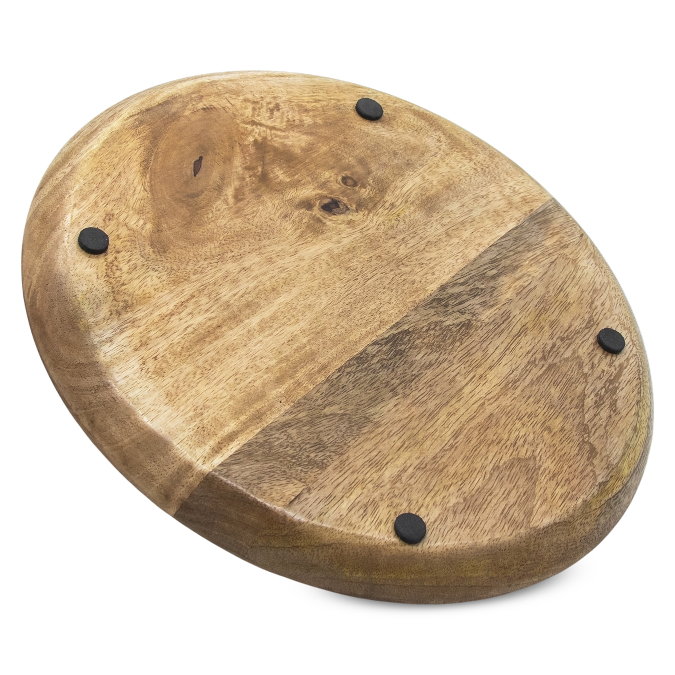 Mango Holztablett rund natur poliert - 30 cm - Landhaus Holz Kerzenteller mit Rand