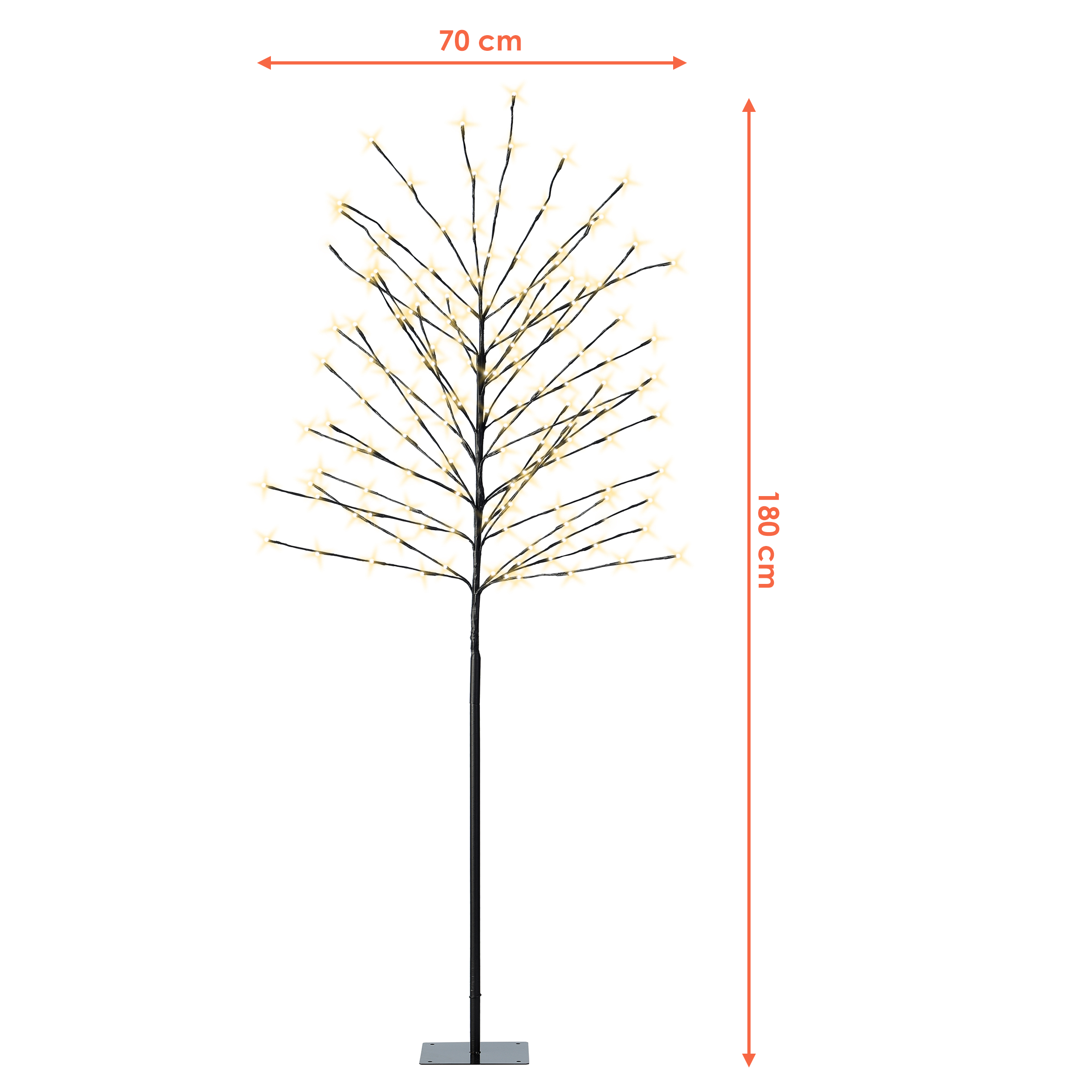 Lichterbaum 180 cm für Außen und Innen Strom betrieben - 160 LED - Deko Baum warm weiß beleuchtet mit Timer