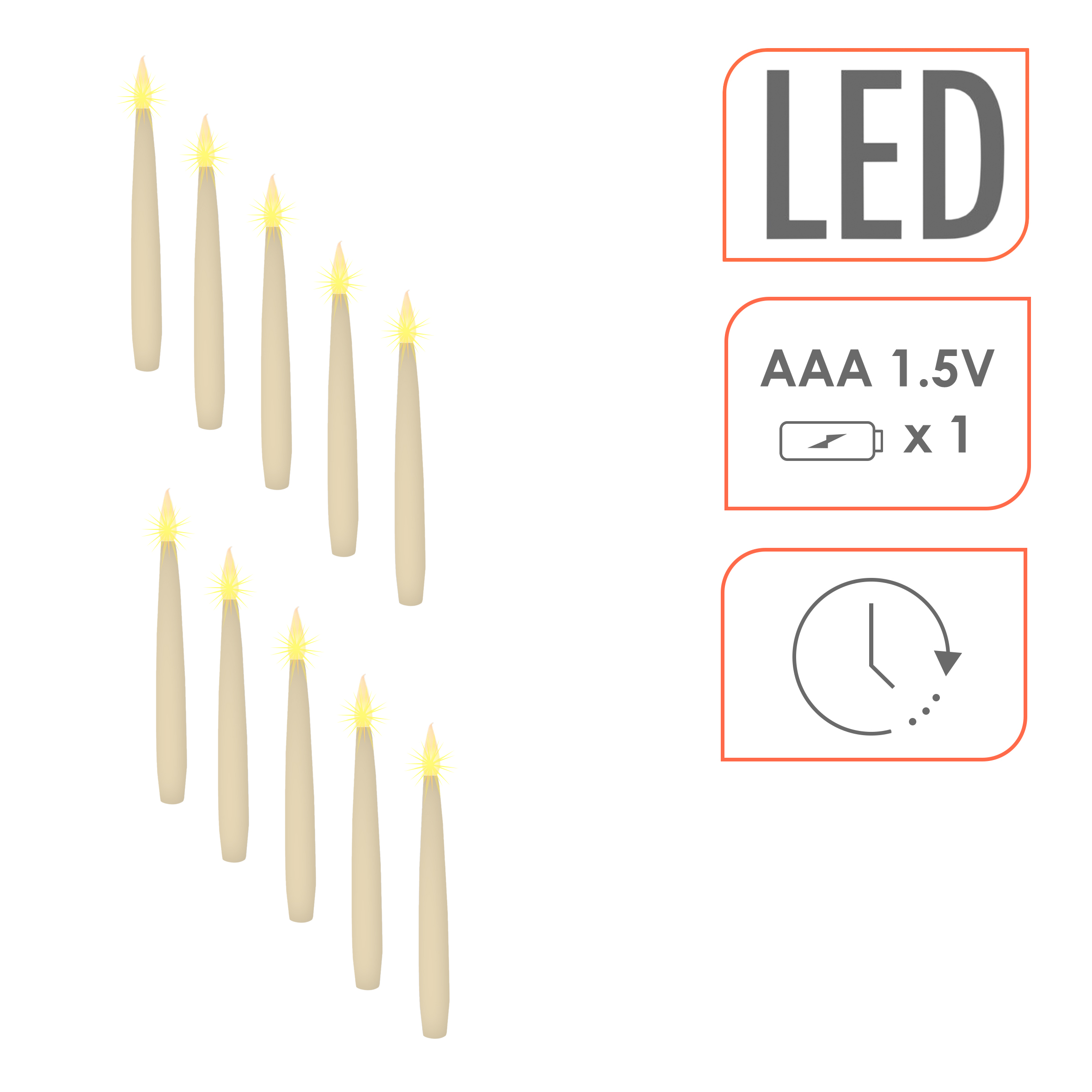 Schwebende LED Kerzen warm weiß mit Zauberstab Fernbedienung - 10er Set - Stabkerzen zum Hängen Batterie betrieben mit Timer