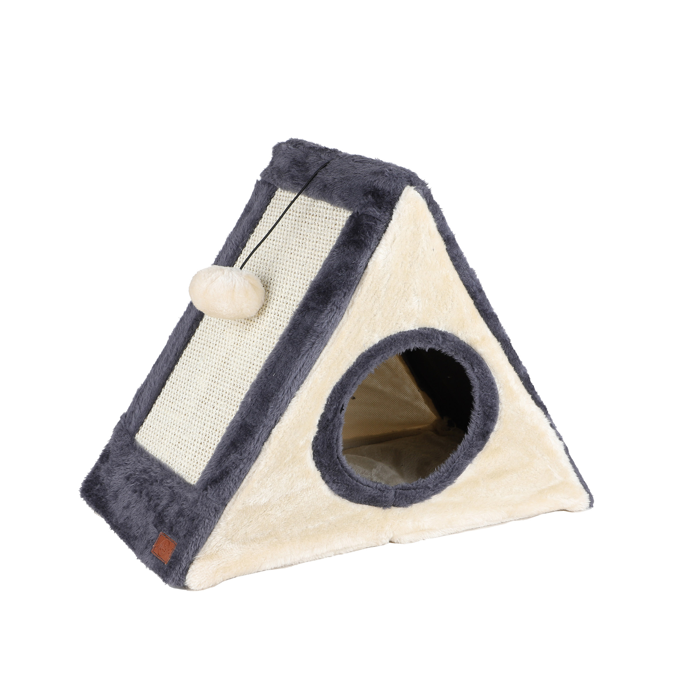 Katzenhaus mit Kratzbrettern aus Sisal - 42 x 35 cm - Katzenhöhle mit Spielball