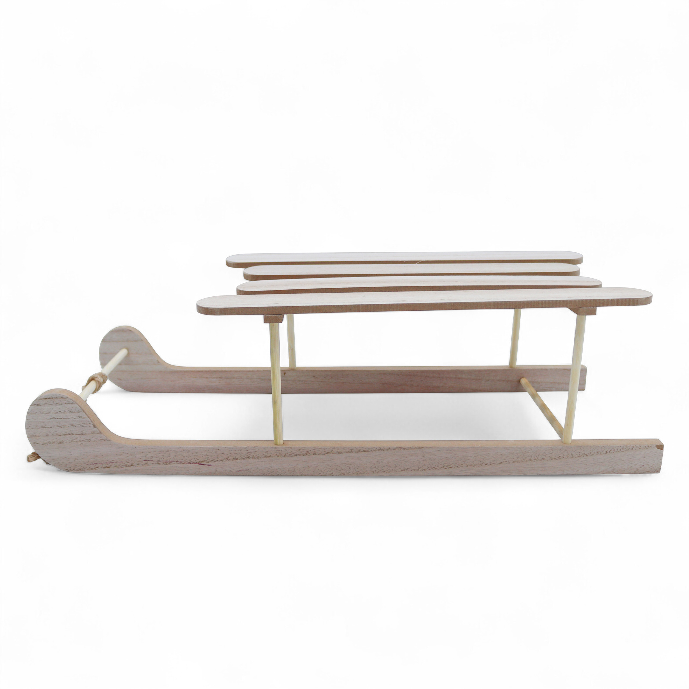 Holz Dekoschlitten natur mit Seil - 50 cm x 19 cm - Miniatur Deko Schlitten mit Naturkordel