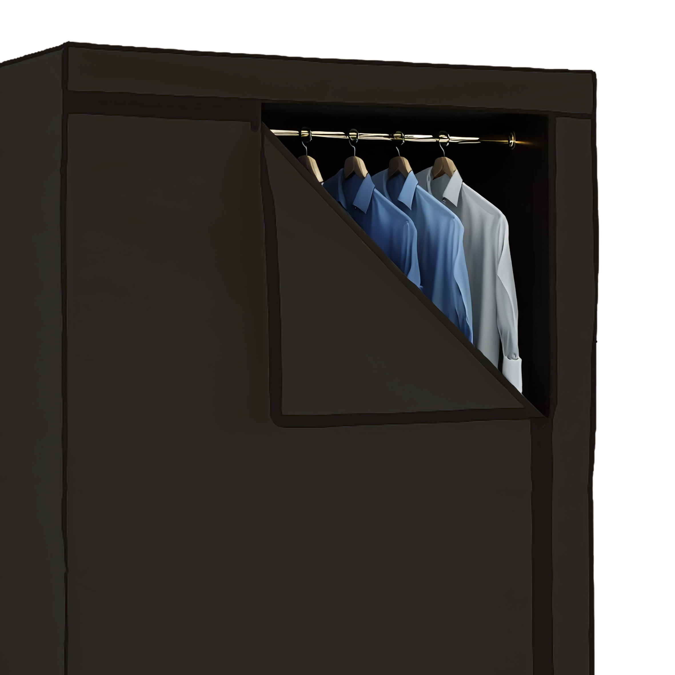 Stoff Kleiderschrank schwarz - 150 x 75 cm - Mobiler Schrank mit Kleiderstange