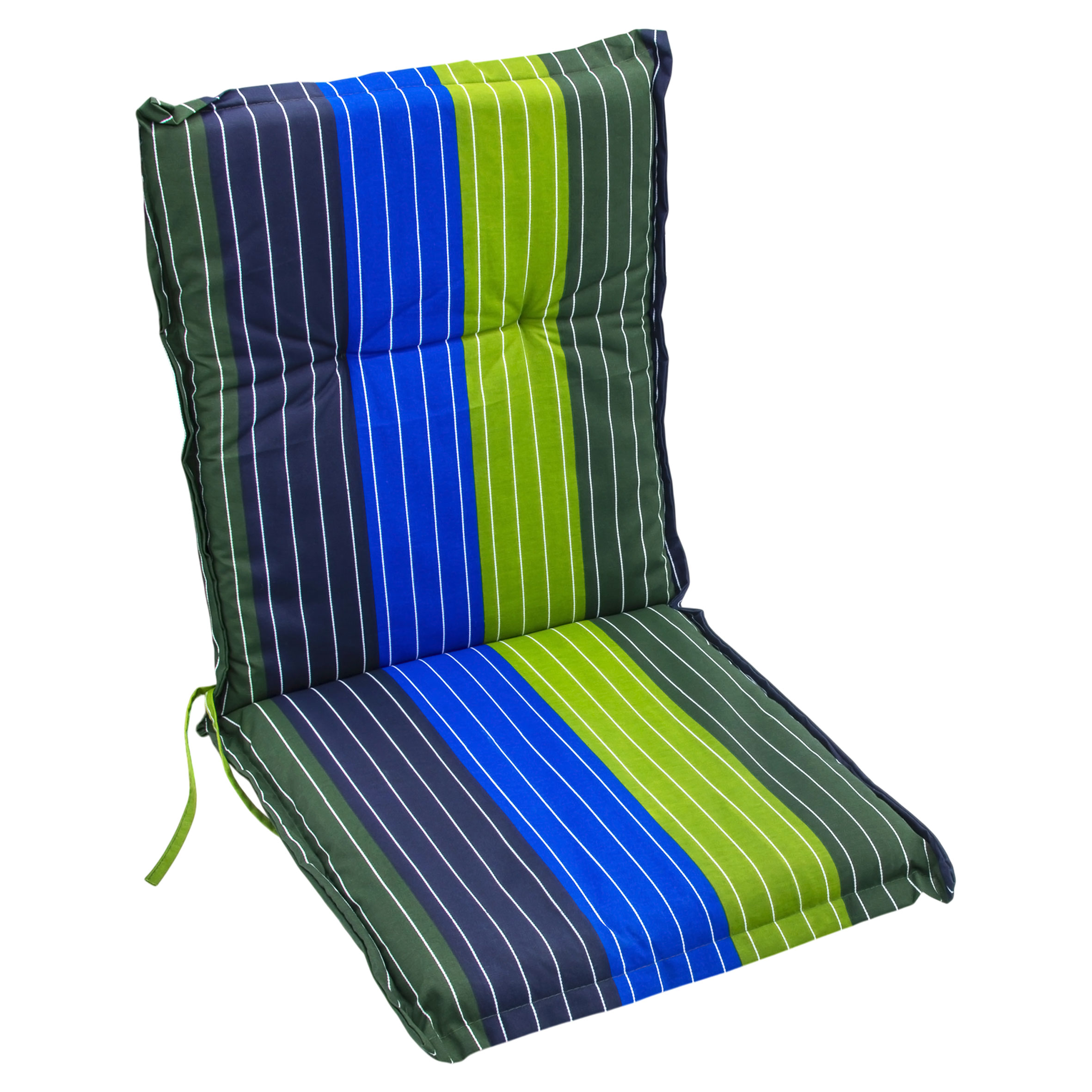 Universal Niedriglehner Polster Auflage 100 x 50 cm - Rügen - Gartenstuhl Kissen grün-blau gestreift