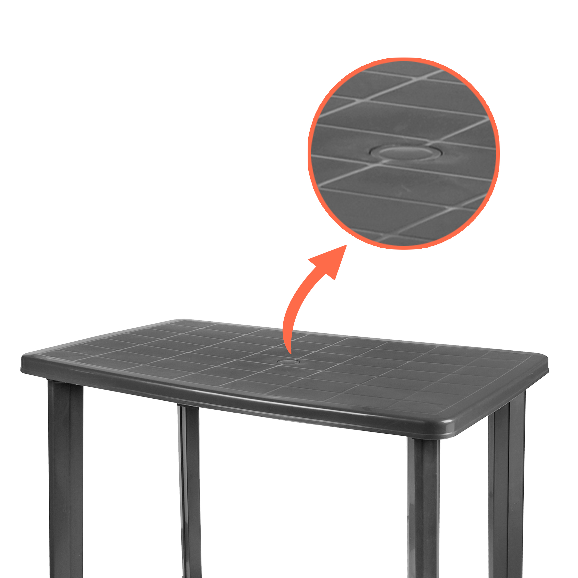Kunststoff Gartentisch 100 x 72 cm - anthrazit - Campingtisch rechteckig im klassischen Design