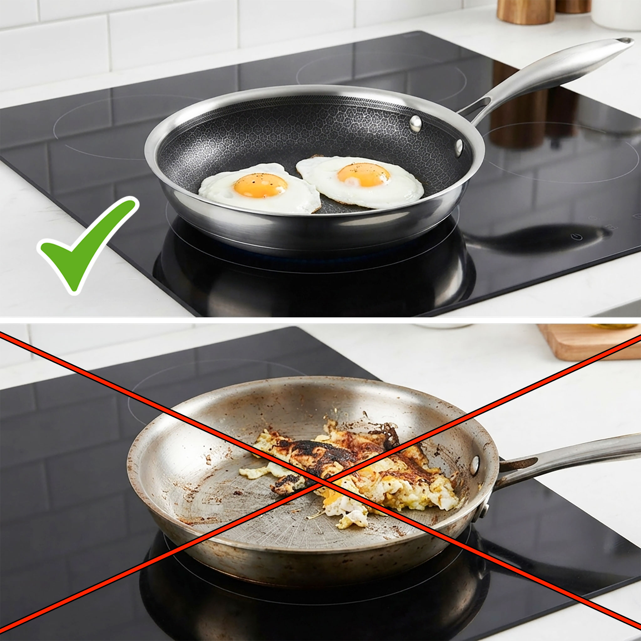 Premium Antihaft Induktion Wabenpfanne PFAS-frei - 20 cm - Keramik Bratpfanne kratzfest mit Aluminiumkern