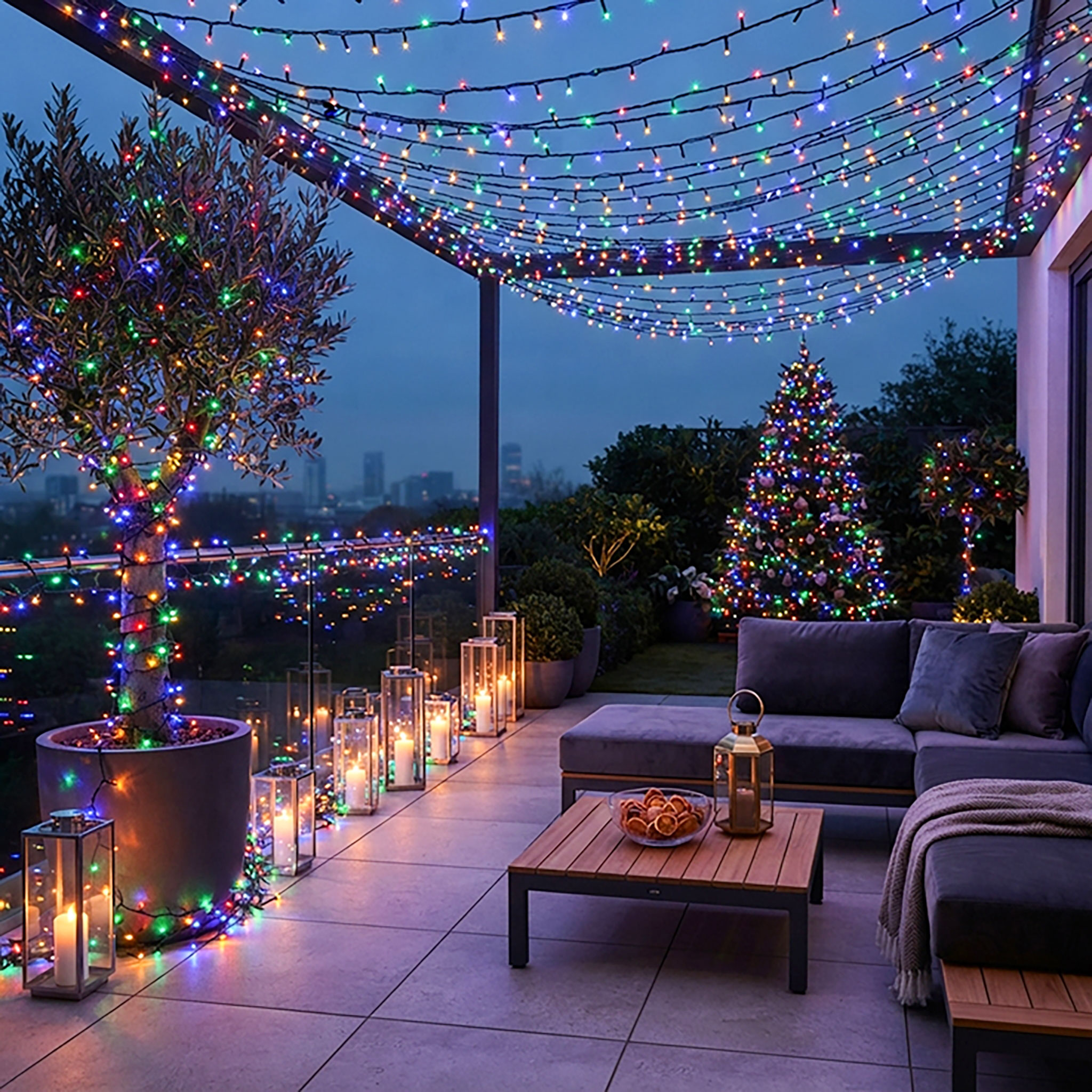 LED Weihnachts Lichterkette bunt - 3 Längen - Multicolor Garten Deko Baum Beleuchtung mit 8 Funktionen und Speicher-Chip