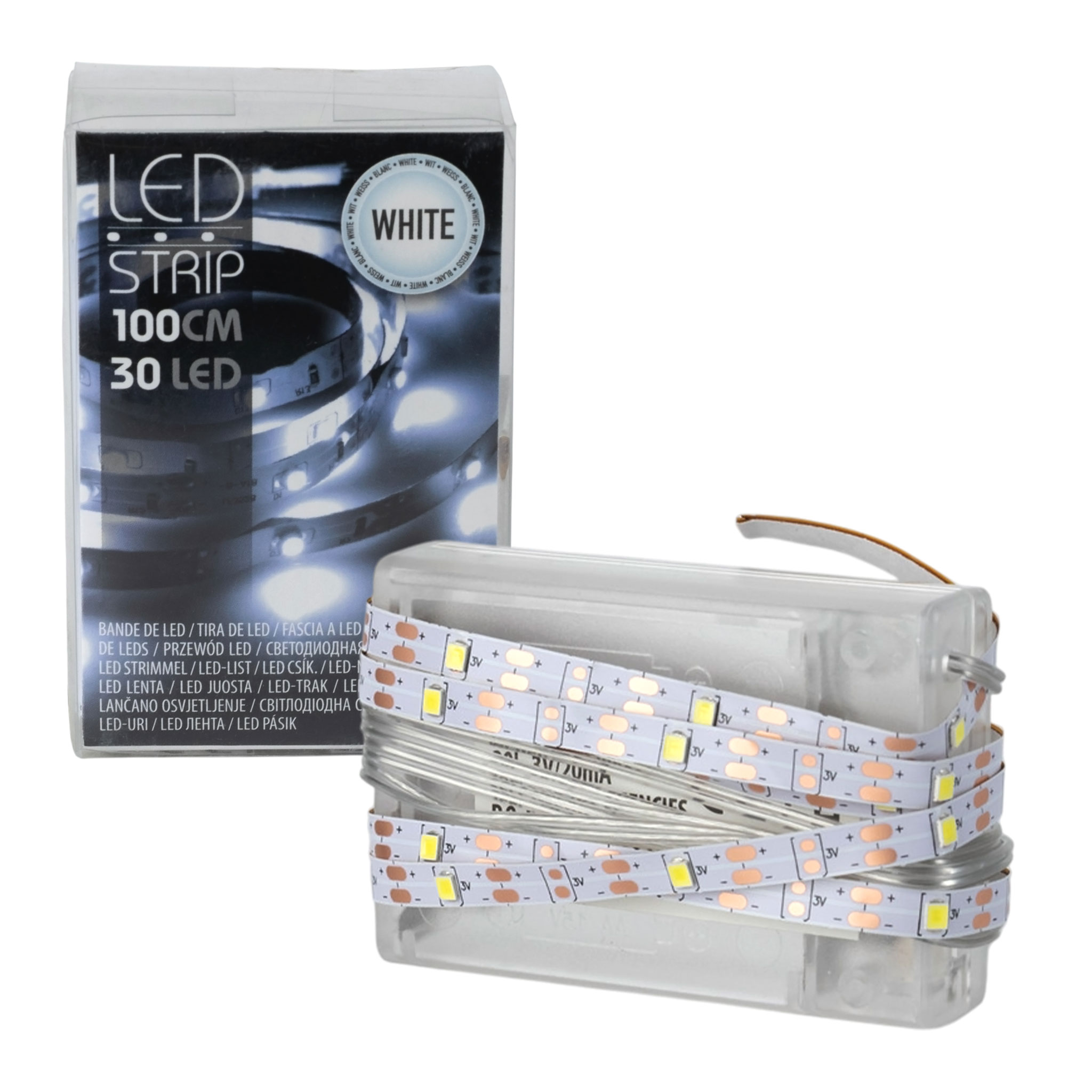 LED Stripe 1 Meter - 30 LED mit Batteriefach - Farbe: wählbar