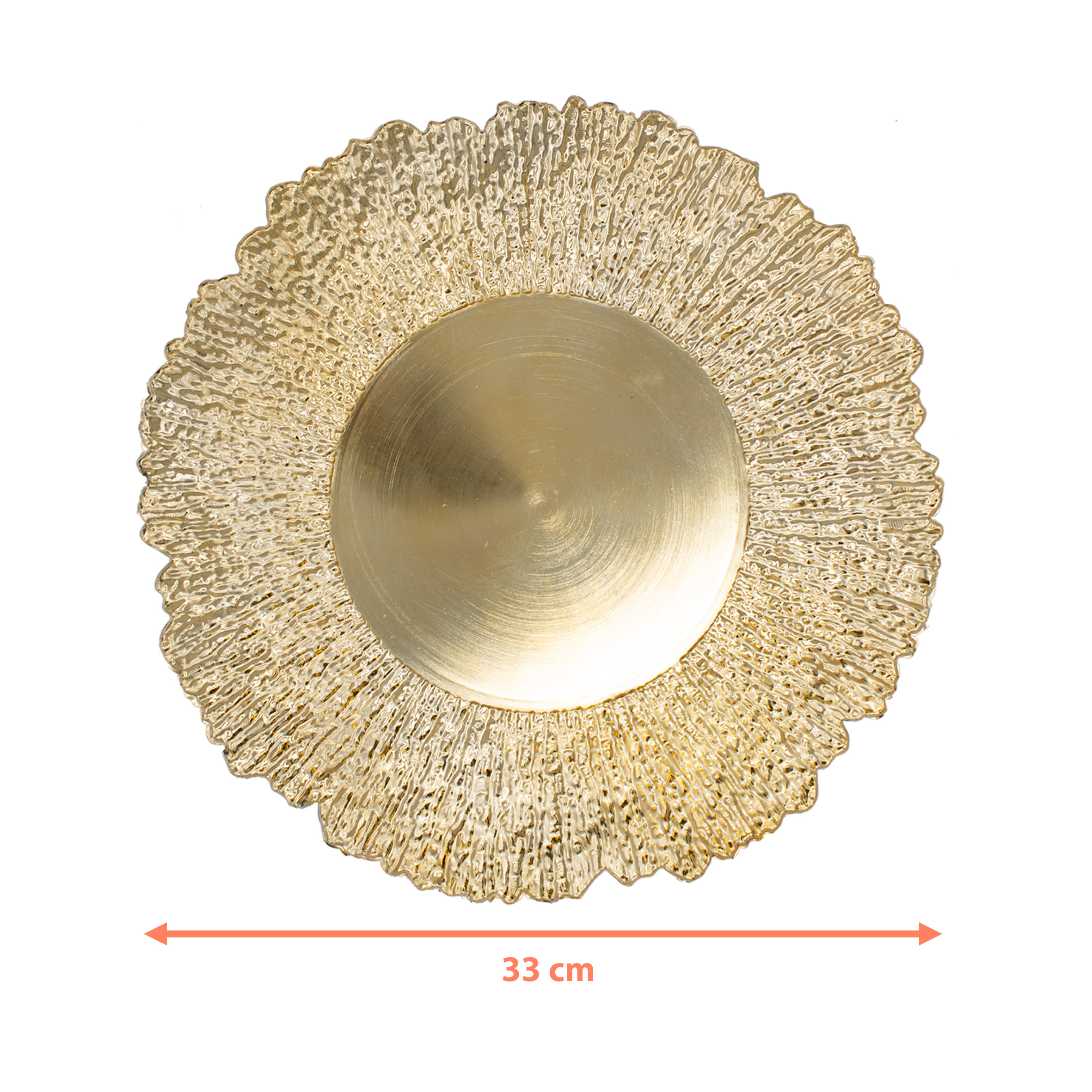 Kunststoff Teller gold 6er Set - 33 cm - Deko Kerzen Tablett