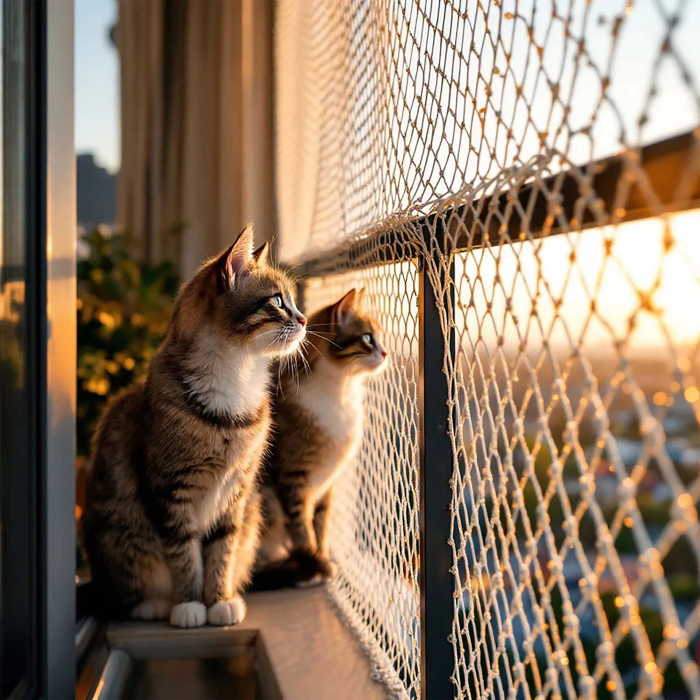 Katzen Sicherheitsnetz hochfest für Balkon und Fenster - 8 x 3 m - Universal Schutznetz weiß ohne Sichteinschränkung