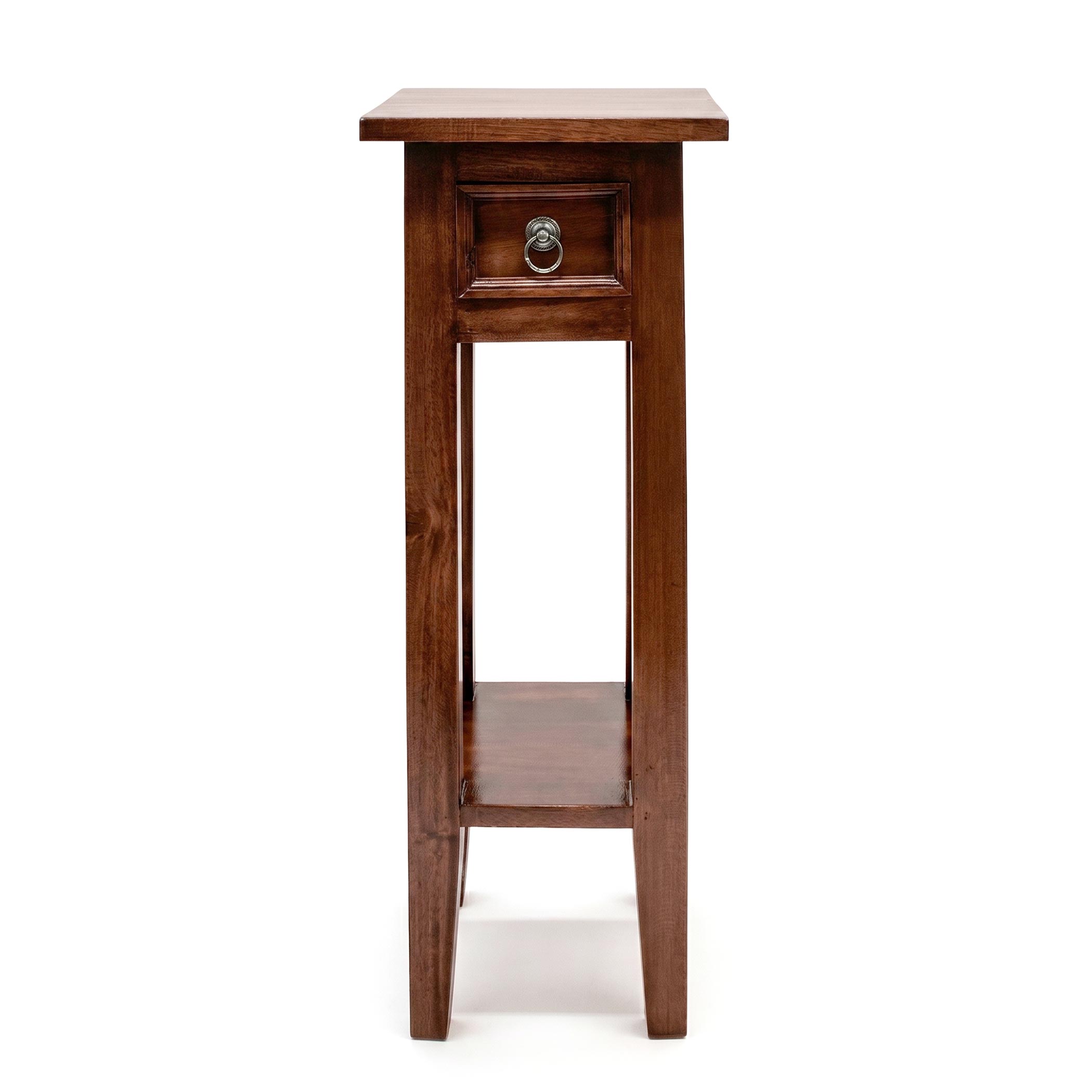 Mahagoni Beistelltisch mit Schublade 67 x 25 cm - braun - Vintage Holz Telefontisch