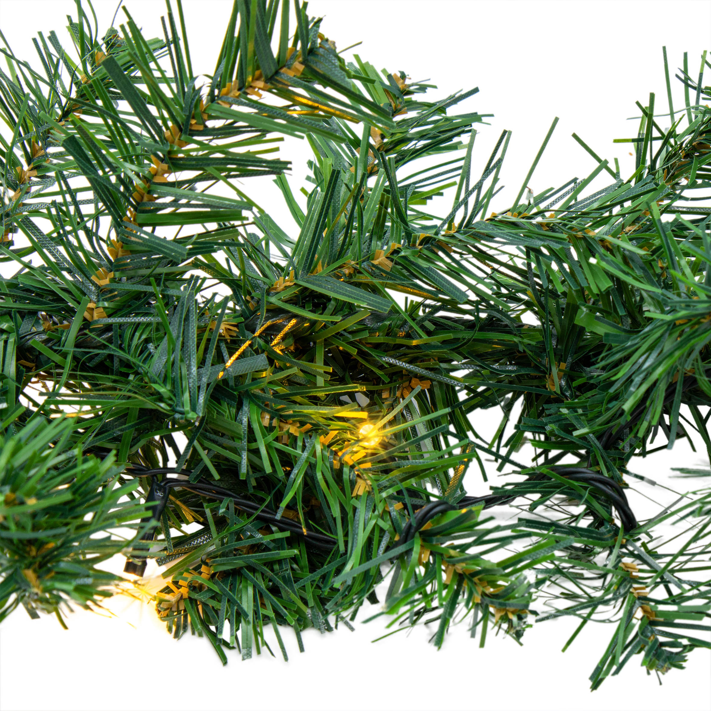 Weihnachtsgirlande grün mit 100 LED Lichterkette batteriebetrieben für Außen - 810 cm - Künstliche Tannengirlande beleuchtet mit Timer