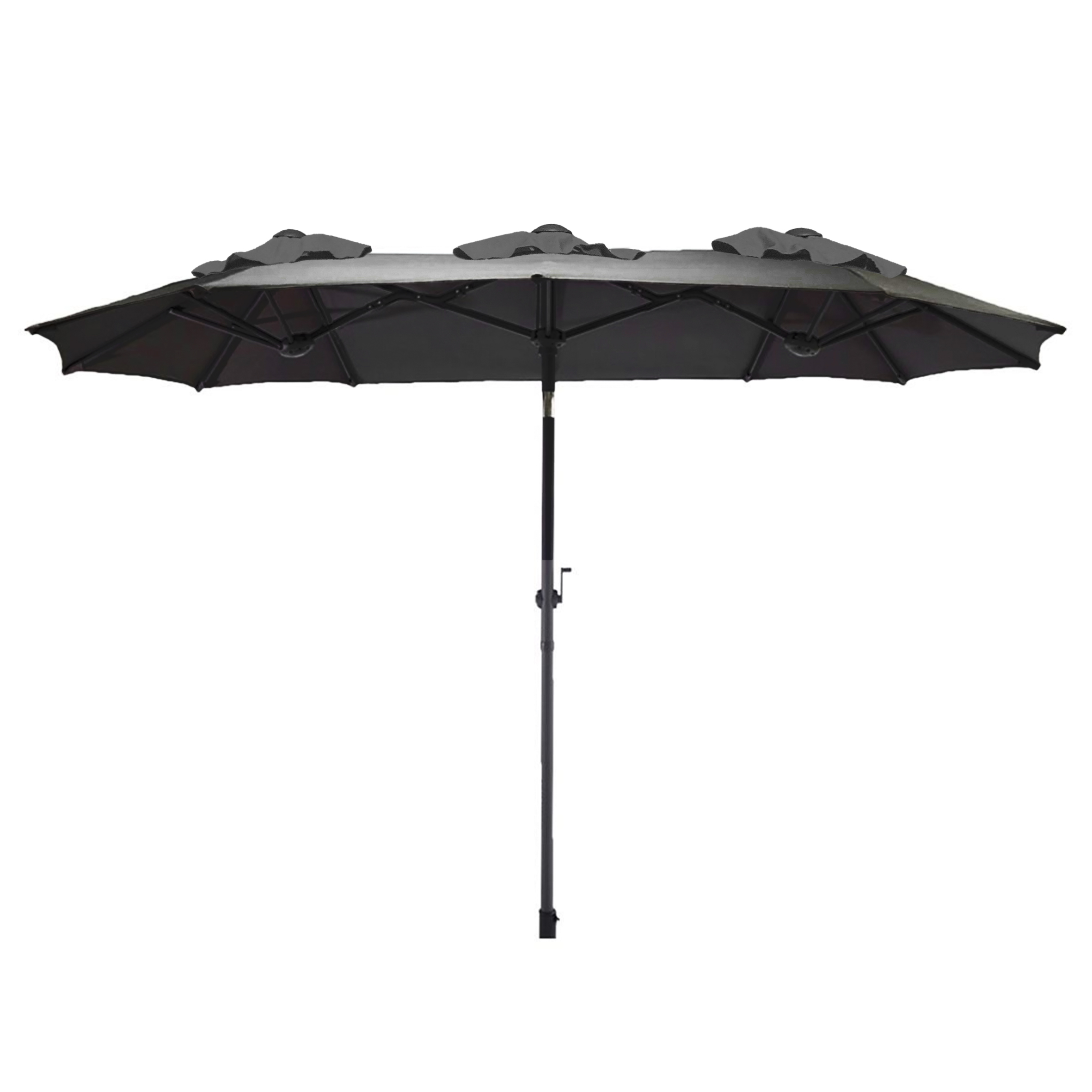 Doppel Sonnenschirm mit Kurbel 300 x 150 cm - anthrazit oder natur - XL Gartenschirm mit Knickgelenk