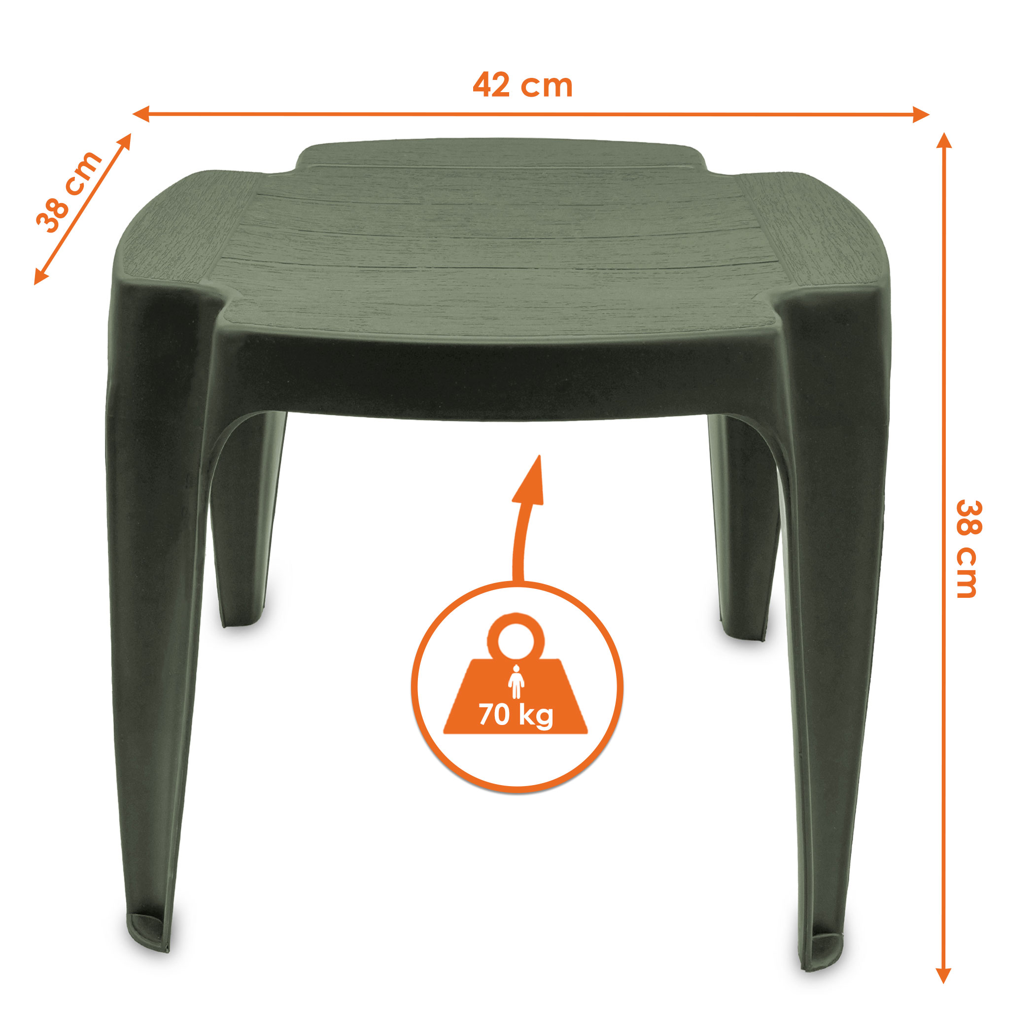 Kunststoff Mehrzweck Hocker 42 x 38 cm - grün - Fußhocker oder Beistelltisch für Garten und Balkon