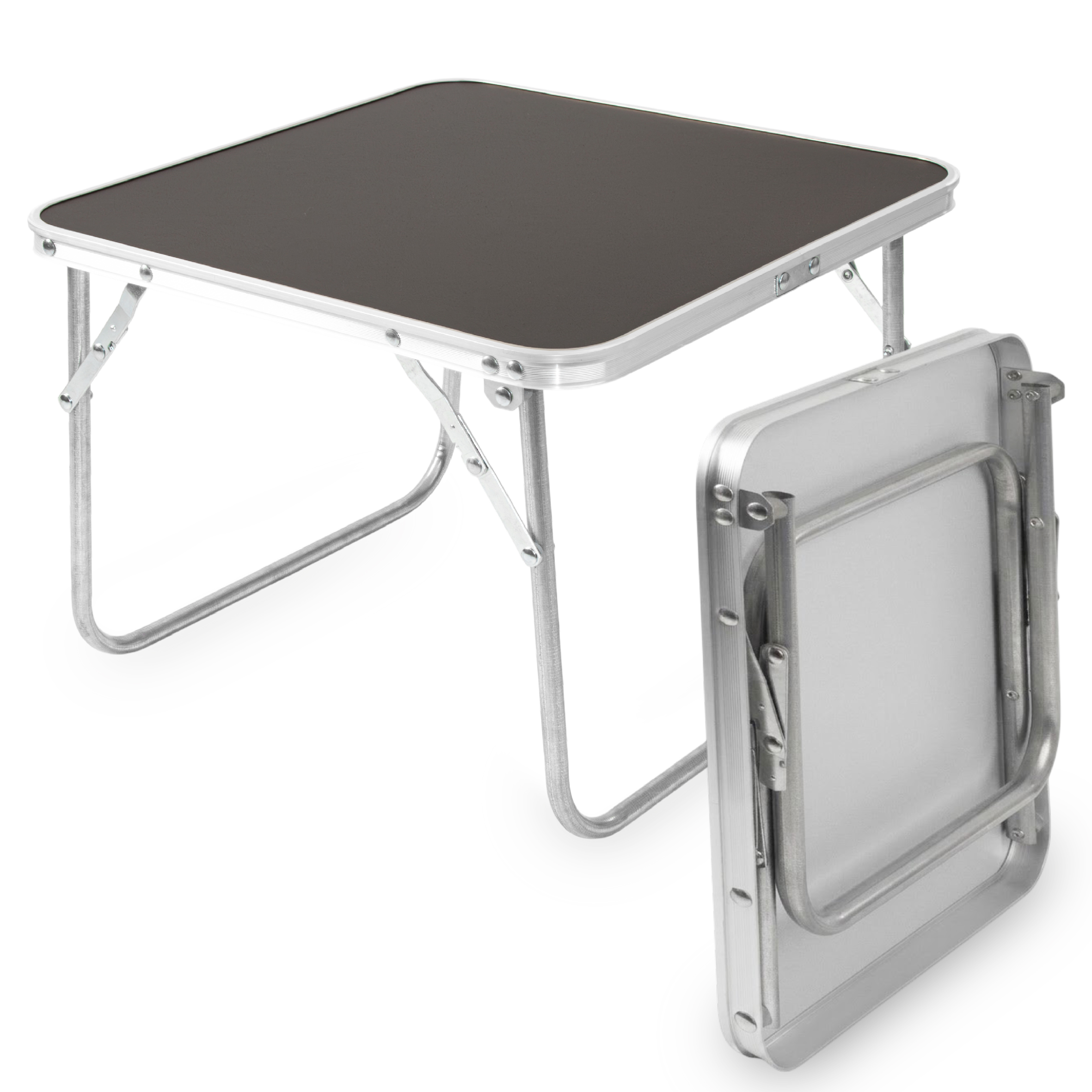 Mini Alu Campingtisch schwarz klappbar - 40 x 40 cm - Outdoor Klapptisch klein Belastbarkeit bis 15 kg