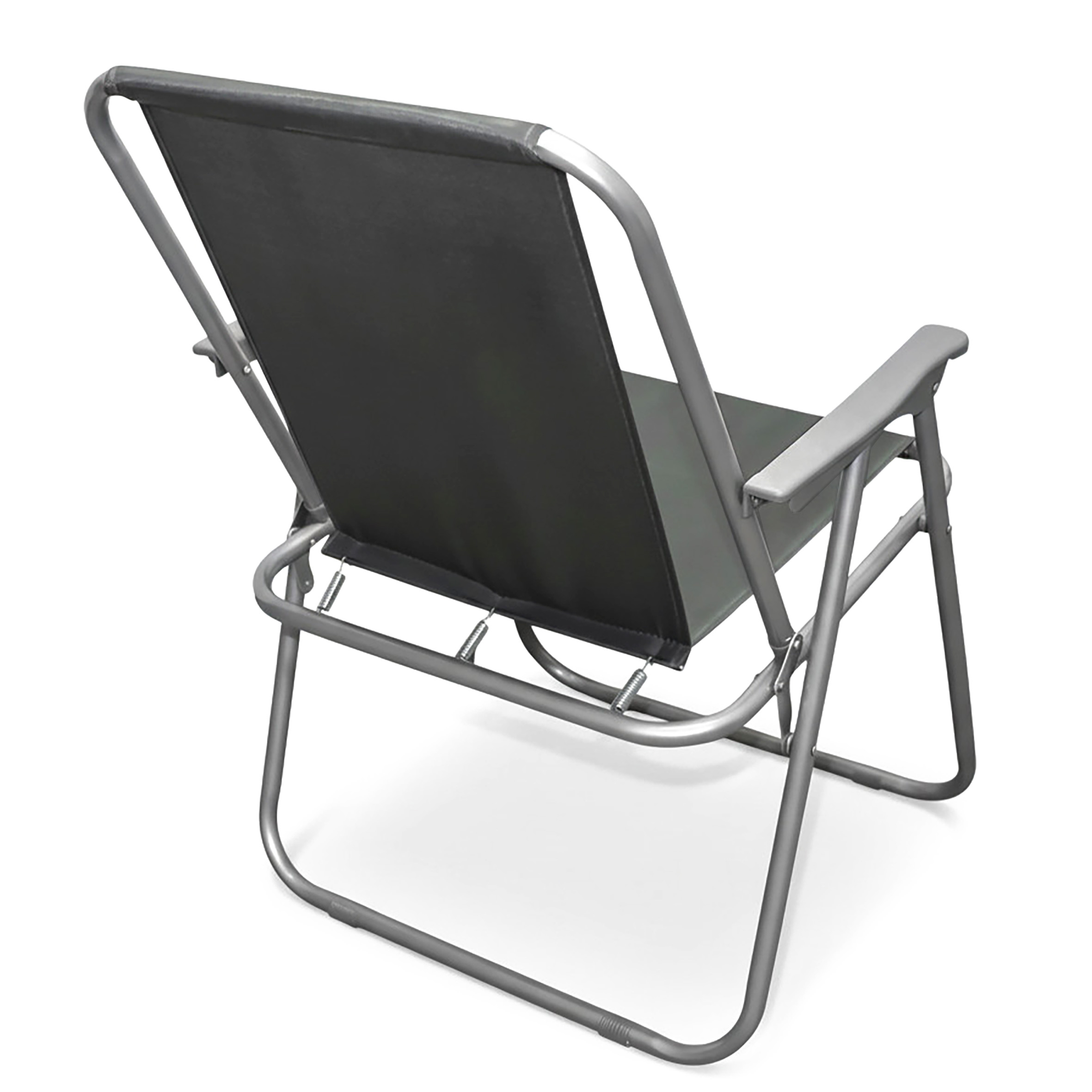 Camping Klappstuhl mit Armlehnen belastbar bis 100 kg - grau - Leichter und Kompakter Outdoor Stuhl für Camping und Garten