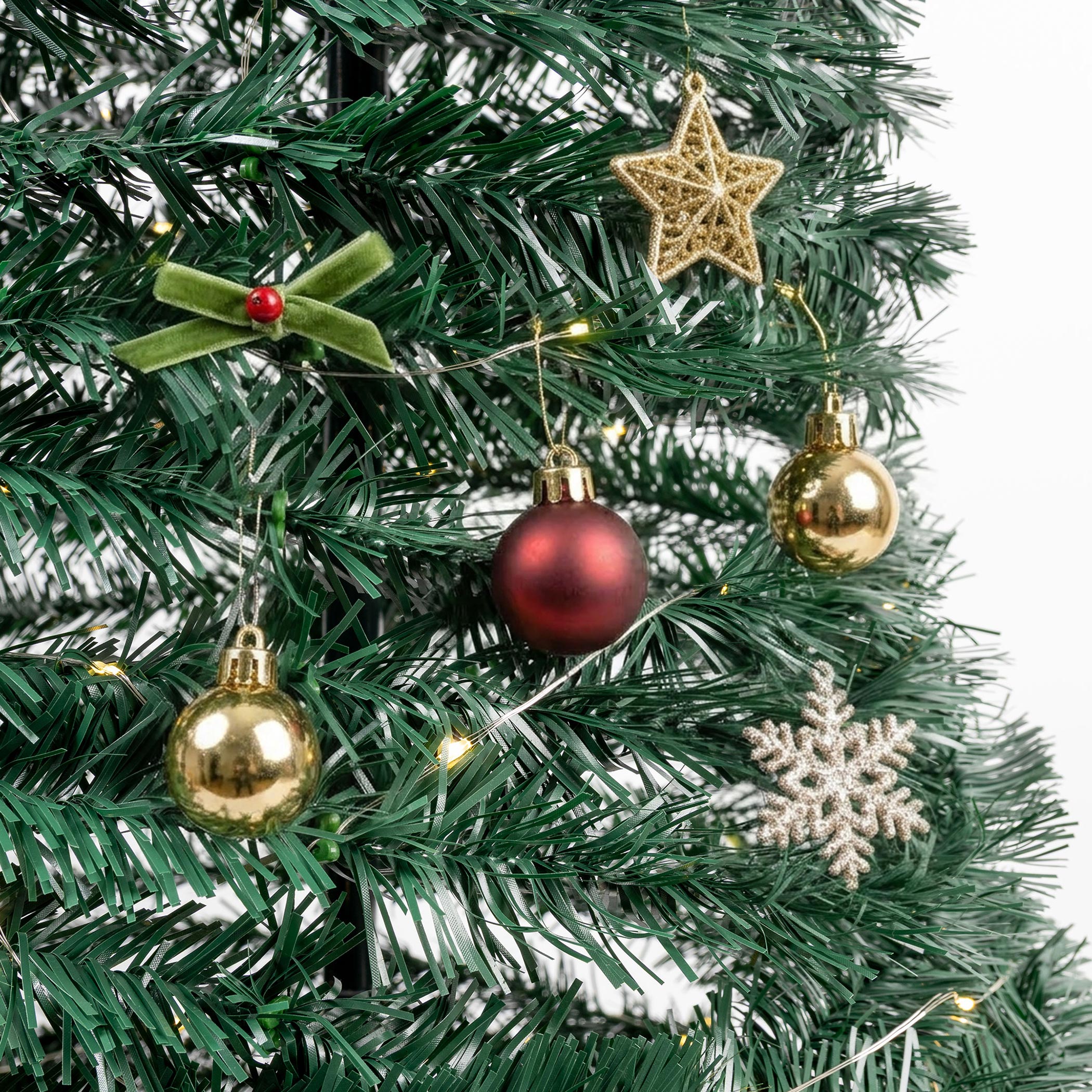 Spiral Weihnachtsbaum 150 cm mit 120 LED und Stern Spitze - grün oder silber - Künstlicher Tannenbaum warm weiß beleuchtet für Außen und Innen