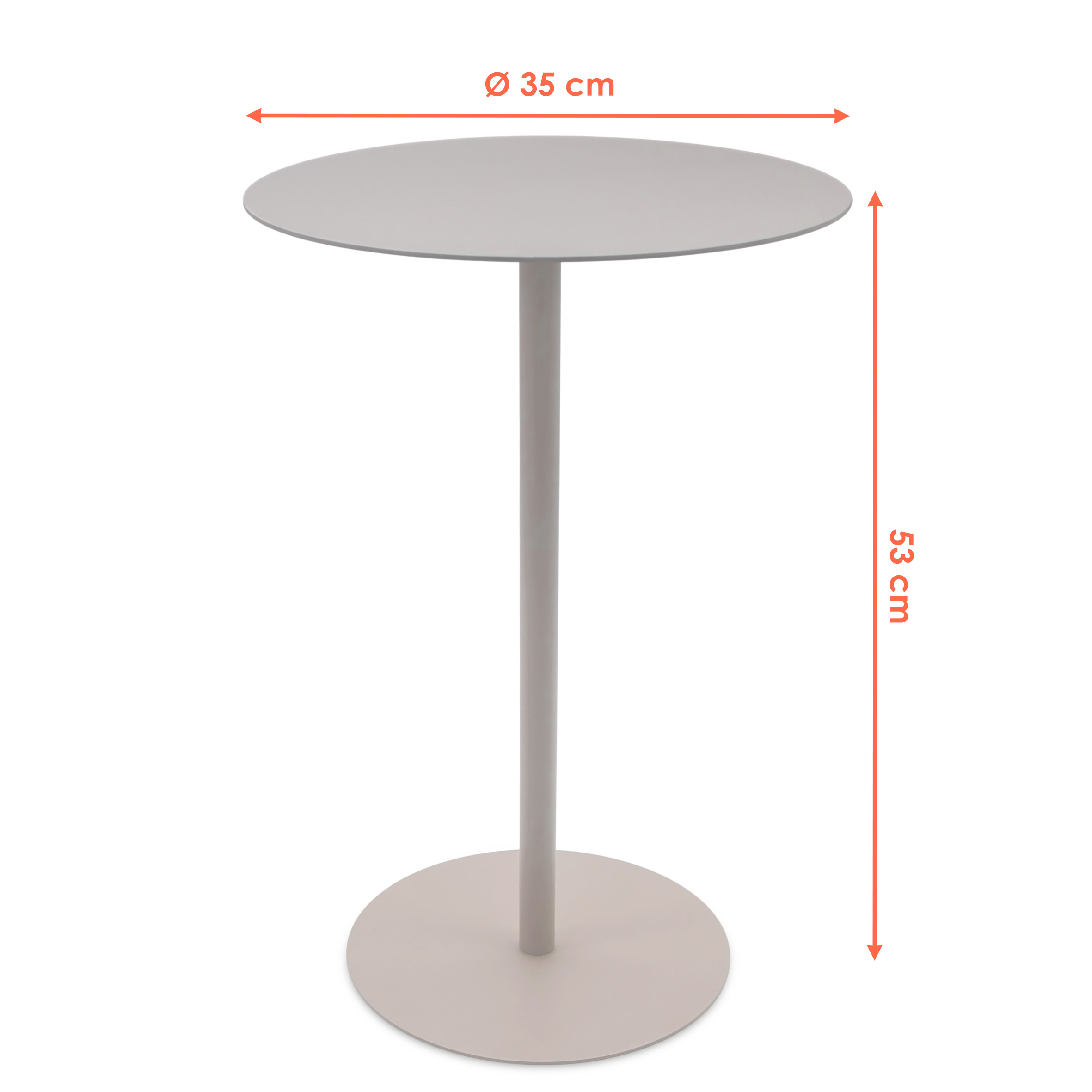 Metall Beistelltisch rund taupe - Ø 35 cm - Couchtisch im Bistrotisch Design