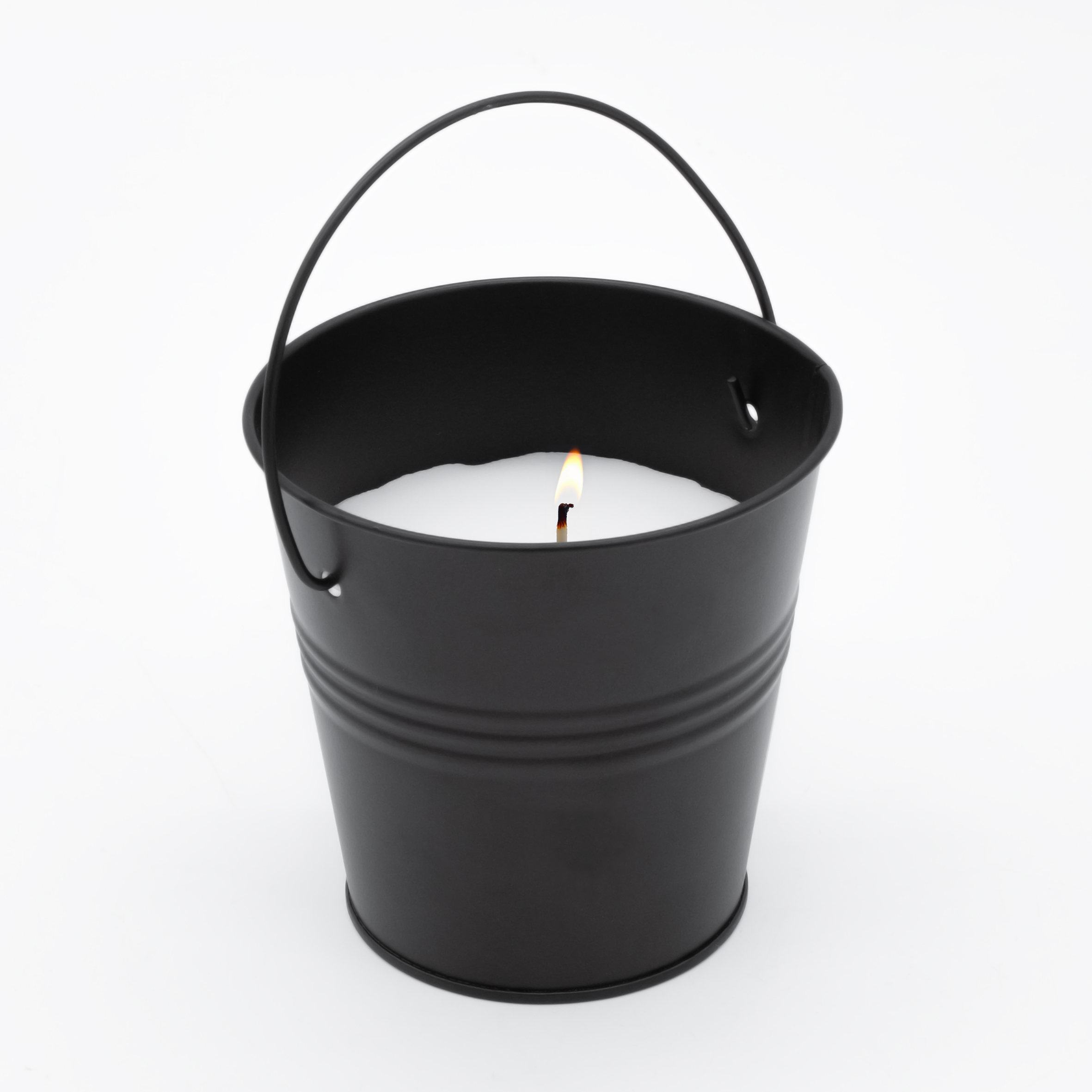 Zitronella Kerze im Metall Eimerchen schwarz - 3er Set - Duftkerze mit frischem Zitronen Aroma