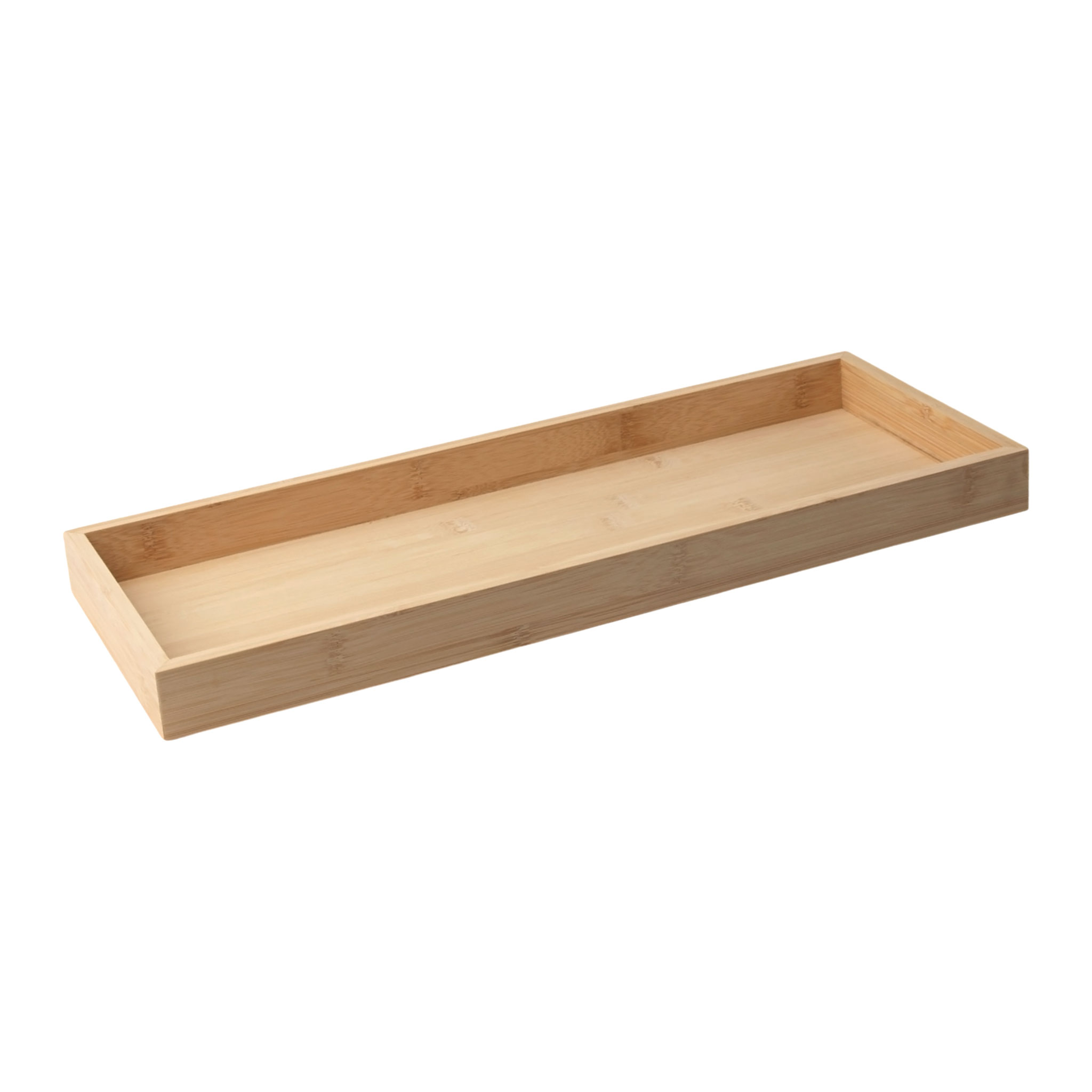 Bambus Kerzentablett rechteckig mit Rand - 46 x 18 cm - Deko Holztablett naturbelassen für Kerzen und Deko